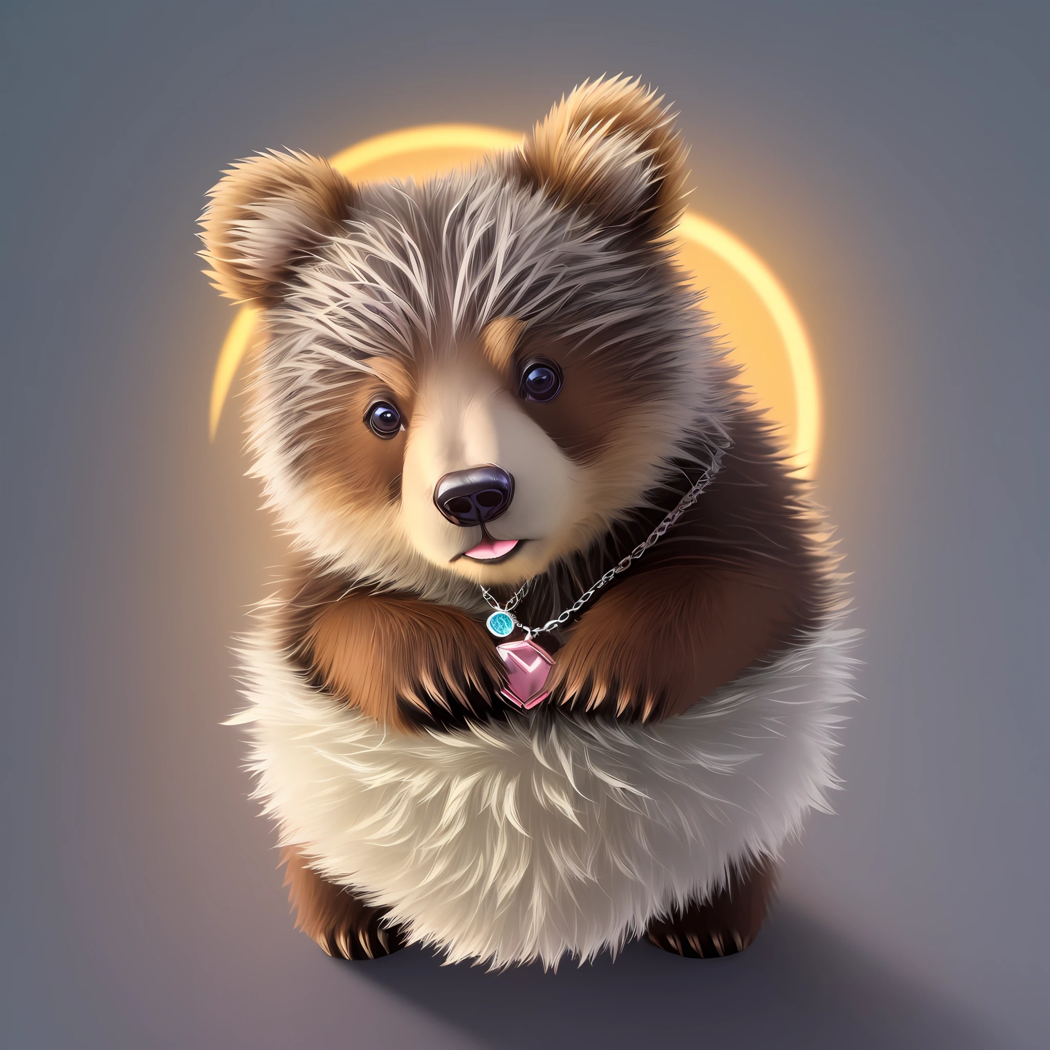 (((cute tiny hyperrealistic bear cub))) with different (color eyes) waring a necklace, Chibi, (adorable and fluffy), logo design, ((cartoon)), cinematic lighting effect, charming, 3D vector art, cute and quirky, fantasy art, bokeh, hand-drawn, digital painting, soft lighting, isometric style, 4K resolution, photorealistic rendering, highly detailed clean, vector image, photorealistic masterpiece, professional photography, simple space backdrop, flat white background, isometric, vibrant vector --auto --s2