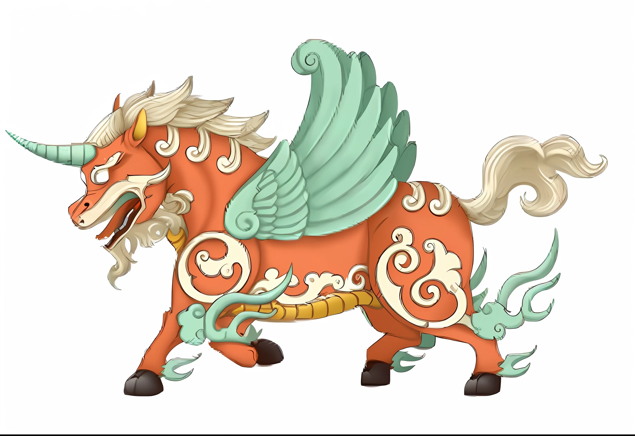 Winged unicorn, similar to a unicorn, with thick black hair, bright eyes, usually a horn on the forehead, mythical creatures of ancient China, flying mythical beasts, clouds soaring in the fog, anime, classicism, anime style, cubism, chiaroscuro, wide angle lens, eye level shooting, projection illustration, surrealism, high detail, cubism futurism, classicism, realism, stereogram, eye level, ultra wide angle, wide angle, sony fe gm, atmospheric perspective, projection illustration, UHD, masterpiece, ccurate, anatomically correct, super detail, high detail, high quality, award-winning, best quality, high resolution, 1080P, UHD, retina, masterpiece, ccurate, anatomically correct, textured skin, super detail, high detail, high detail, high quality, award-winning, best quality, high resolution