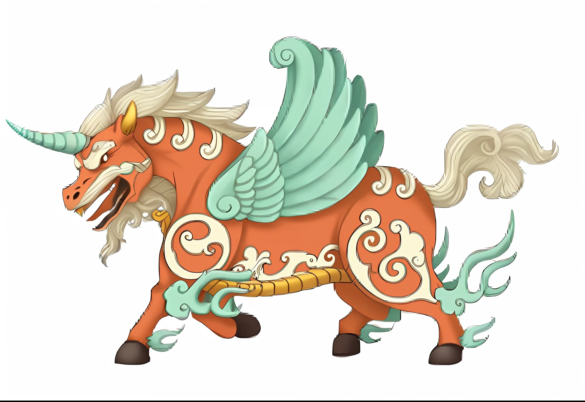 Winged unicorn, similar to a unicorn, with thick black hair, bright eyes, usually a horn on the forehead, mythical creatures of ancient China, flying mythical beasts, clouds soaring in the fog, anime, classicism, anime style, cubism, chiaroscuro, wide angle lens, eye level shooting, projection illustration, surrealism, high detail, cubism futurism, classicism, realism, stereogram, eye level, ultra wide angle, wide angle, sony fe gm, atmospheric perspective, projection illustration, UHD, masterpiece, ccurate, anatomically correct, super detail, high detail, high quality, award-winning, best quality, high resolution, 1080P, UHD, retina, masterpiece, ccurate, anatomically correct, textured skin, super detail, high detail, high detail, high quality, award-winning, best quality, high resolution