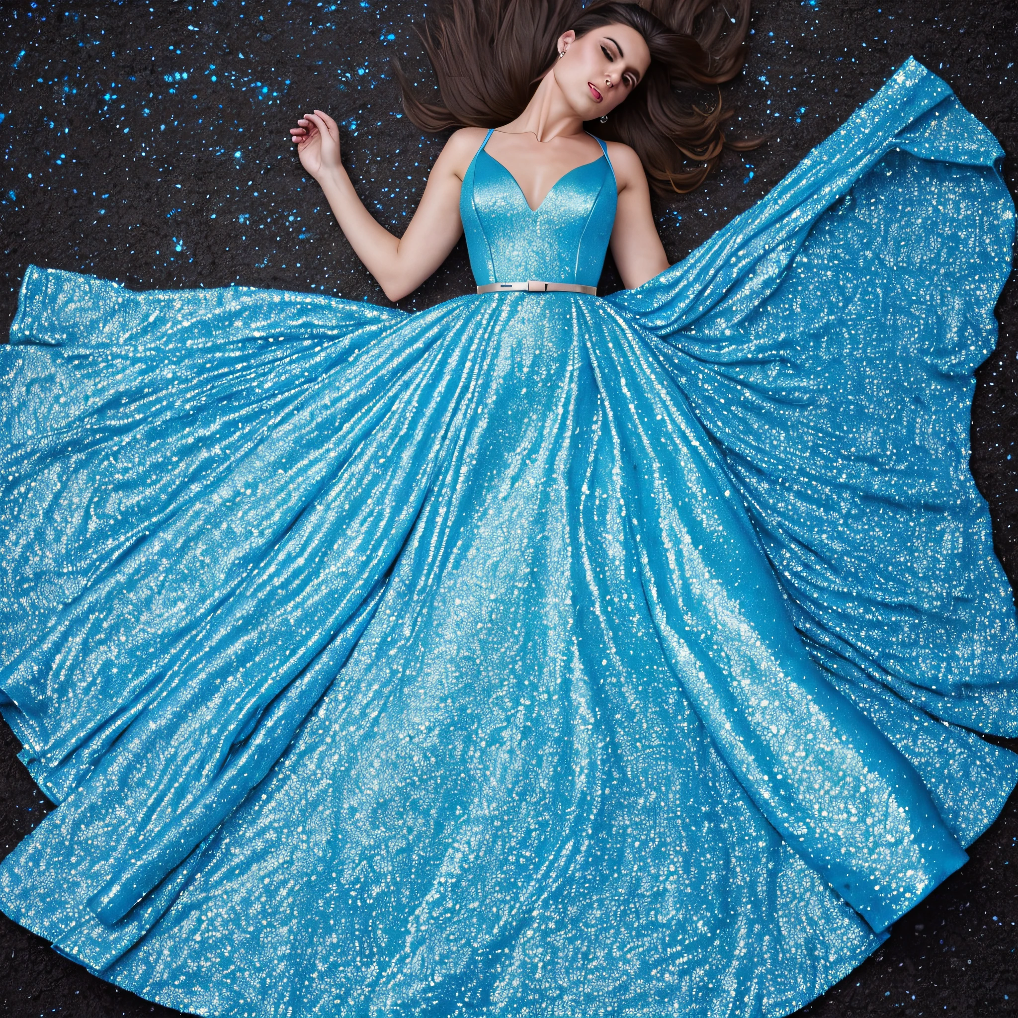 a woman wearing luxury dress, azure dress, shiny dress,(blue fire:1.3), good hand,4k, high-res, masterpiece, best quality, head:1.3,((Hasselblad photography)), finely detailed skin, sharp focus, (cinematic lighting), collarbone, night, soft lighting, dynamic angle, [:(detailed face:1.2):0.2], medium breasts, outside,