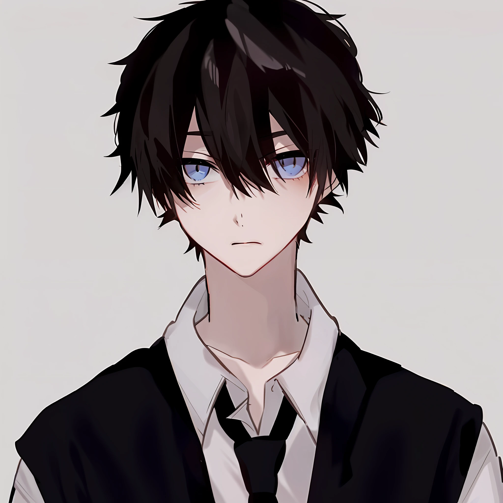 Anime boy with black hair and white shirt and tie, tall anime man with blue eyes, anime boy, young anime person, anime handsome guy, male anime character, male anime style, inspired by Tohisa Okumura, boy with short yellow hair, as an anime character, anime character, semi-realistic anime, inspired by Masanobu Okumura