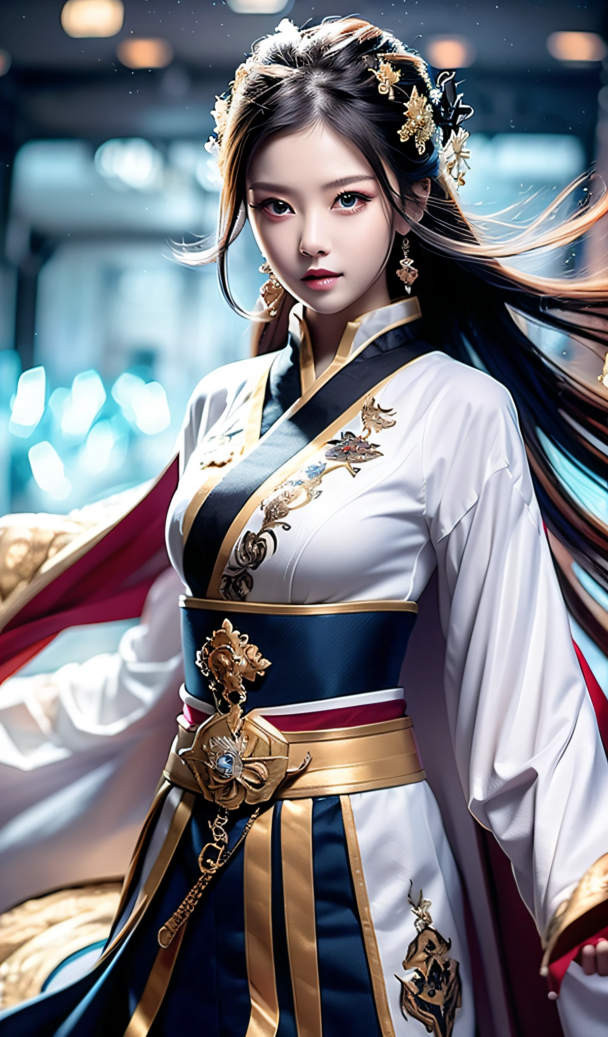 Best Picture Quality, Master, HD, 1 Heroine, Super Beautiful Face, Super Beautiful Eyes, Super Beautiful Hair, Armor, Sword, Full Body, No Background