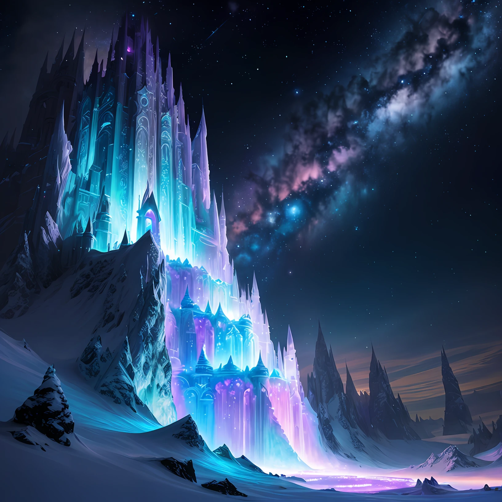 In the Easter eggs of the nebula, a huge snow palace stands between the stars. The walls made of ice crystals bloom with multicolored light, while the interior of the palace is a brilliant work of ice sculptures. One of the ice statues suddenly came to life as a gorgeous ice queen, holding a magic staff that dyed the entire nebula white.