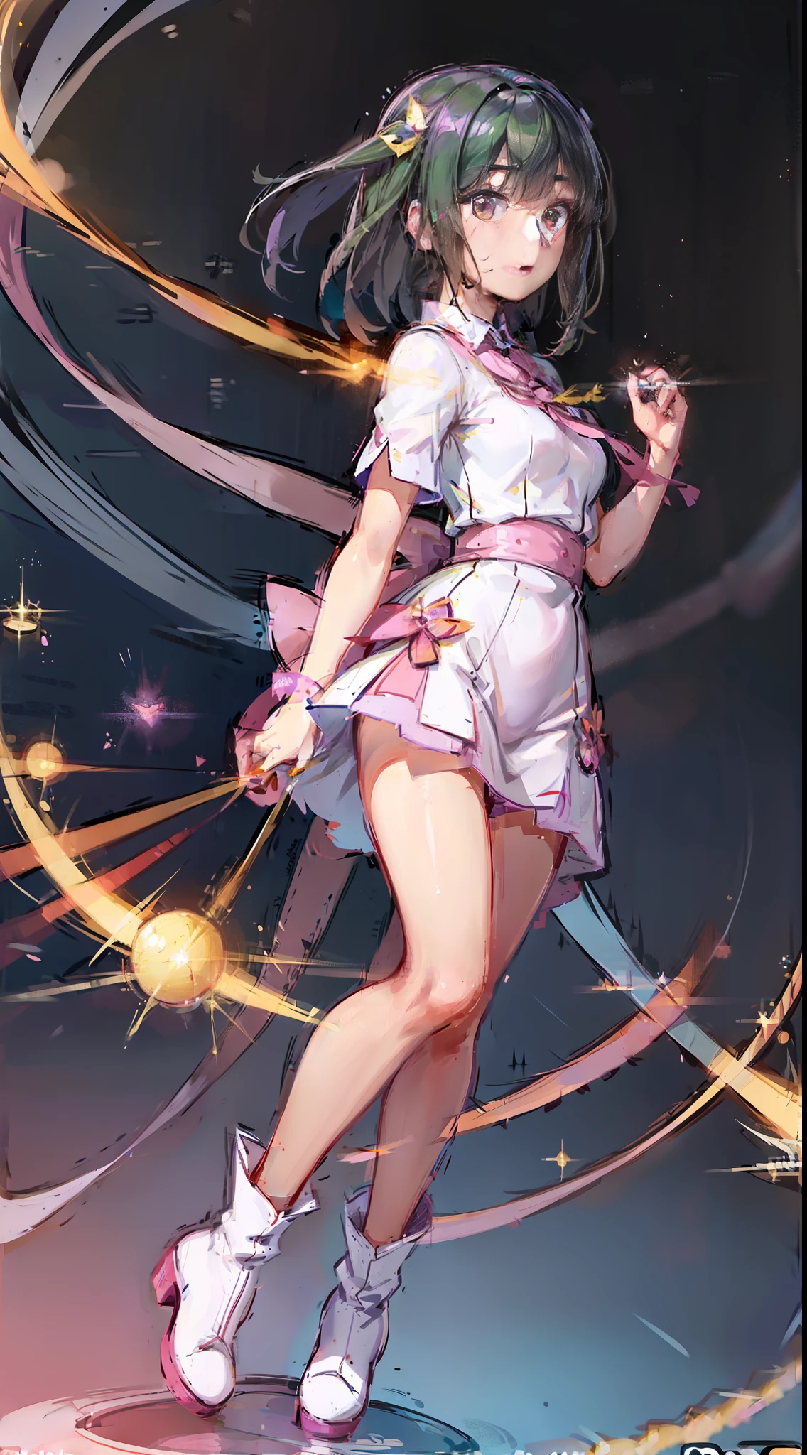 a close up of a person in a dress and boots, maya fey from ace attorney, pokemon trainer outfit, pokemon trainer, misty from pokemon, arian, illustrious makinami, official art, rei hiroe, wataru kajika, anya from spy x family, twilight ray, ray, tsukasa dokite, official character art, yukii morita, moe