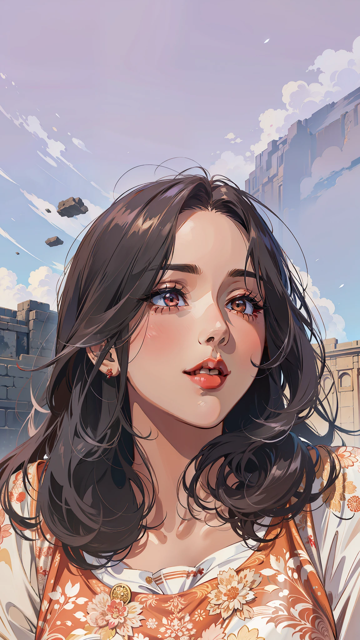 (masterpiece),(best quality:1.0), (ultra highres:1.0), detailed illustration, 8k, anime, 1girl, beautiful anime girl, wearing a white and red saree, beautiful saree, intricate details, black eyes, detailed eyes, looking at me, black hair, detailed hair detailed, highlights on hair, smiling, matte red lipstick, red lips, anime style, best quality, detailed