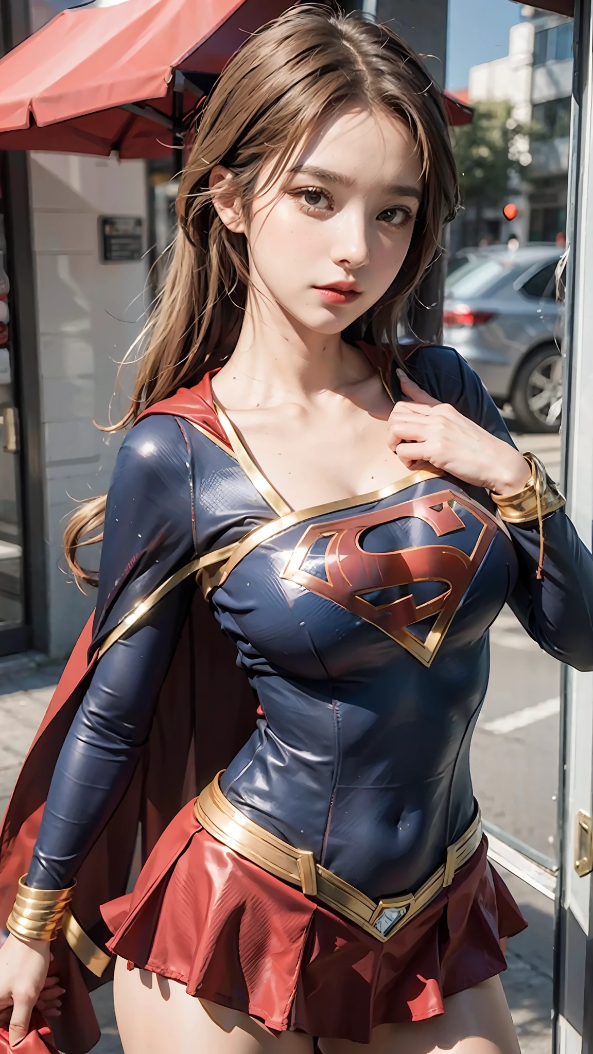 Woman body set big breasts, Supergirl costume dress