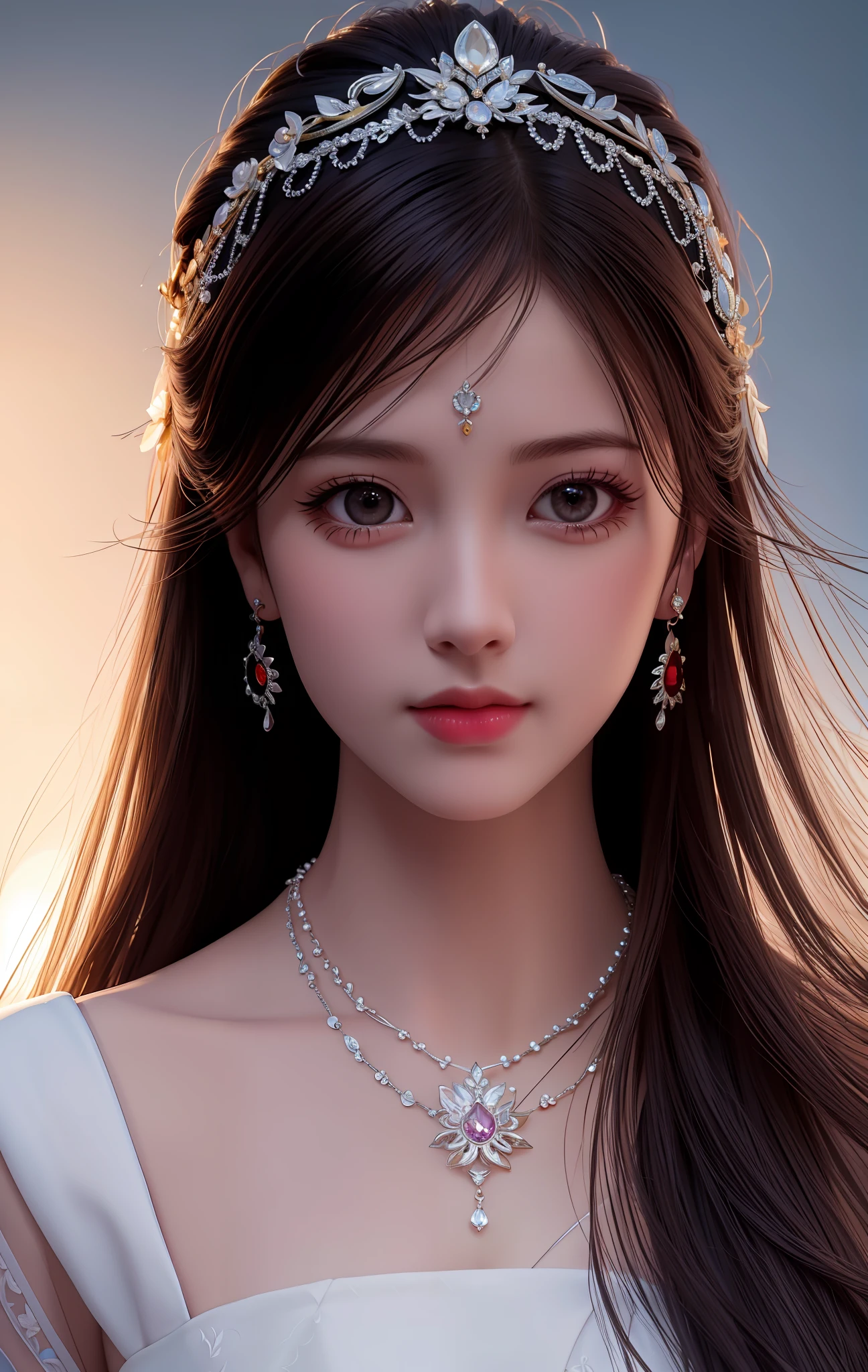 Best Quality, Masterpiece, High Resolution, 1 Girl, Porcelain Dress, Hair Accessories, Necklace, Jewelry, Beautiful Face, Physical, Tyndall Effect, Realistic, Dark Studio, Rim Lighting, Duotone Lighting, (High Detail skin: 1.2), 8k uhd, DSLR, soft light, high quality, volumetric light, sneak shot, photo, high resolution, 4k, 8k, bokeh
