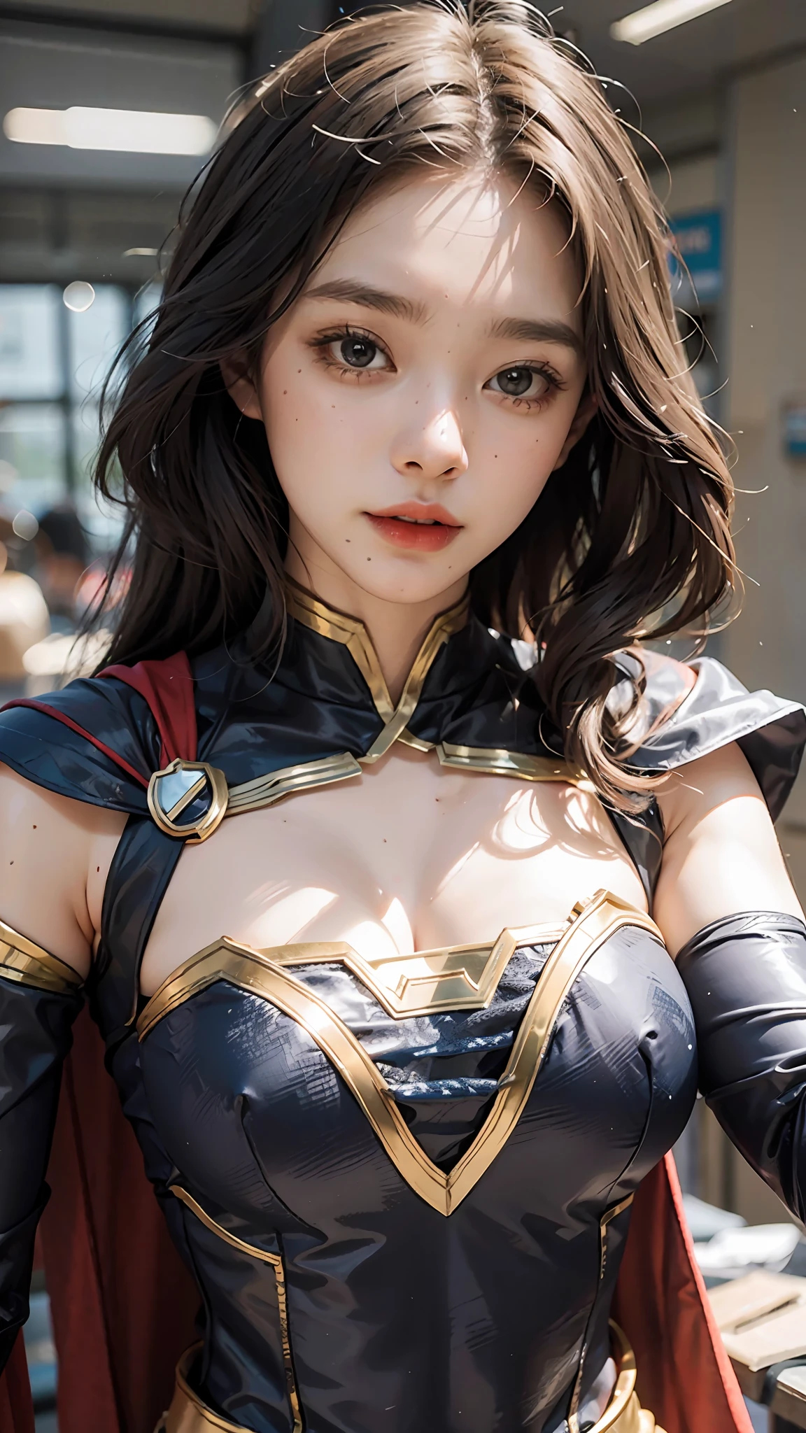 Woman body set big breasts, Supergirl costume dress