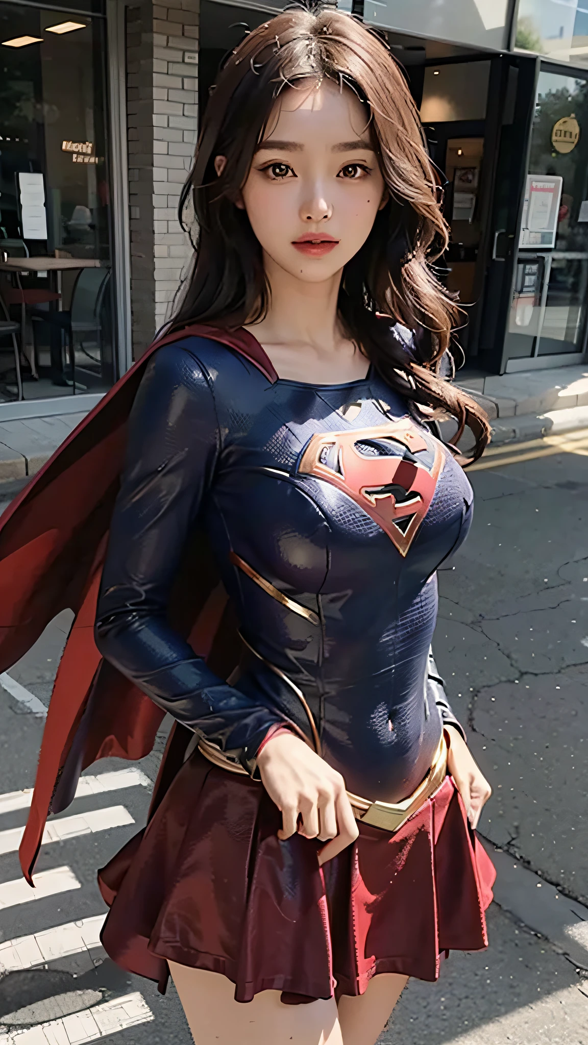 Woman body set big breasts, Supergirl costume dress