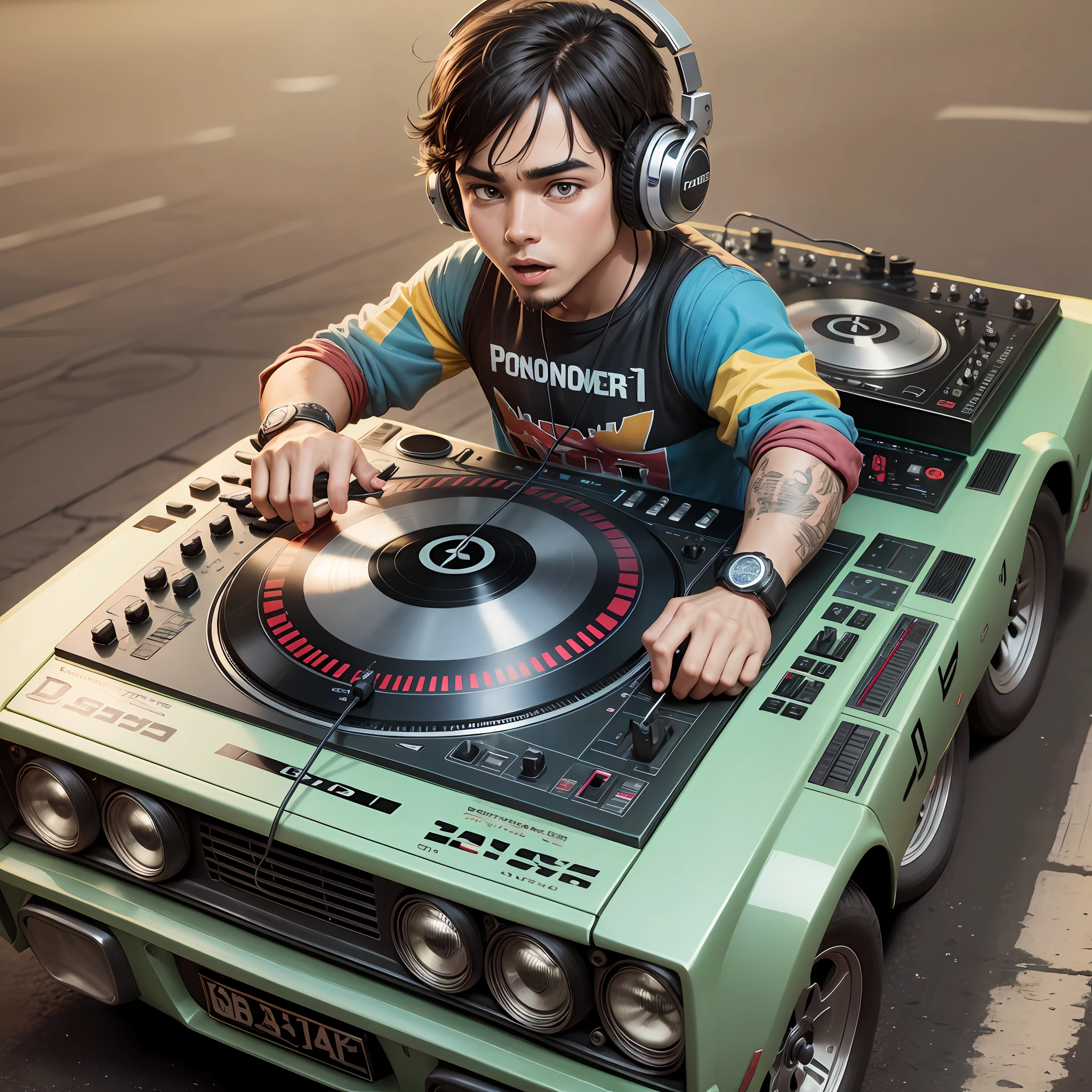 car made from pioneer dj cartoon style --auto --s2