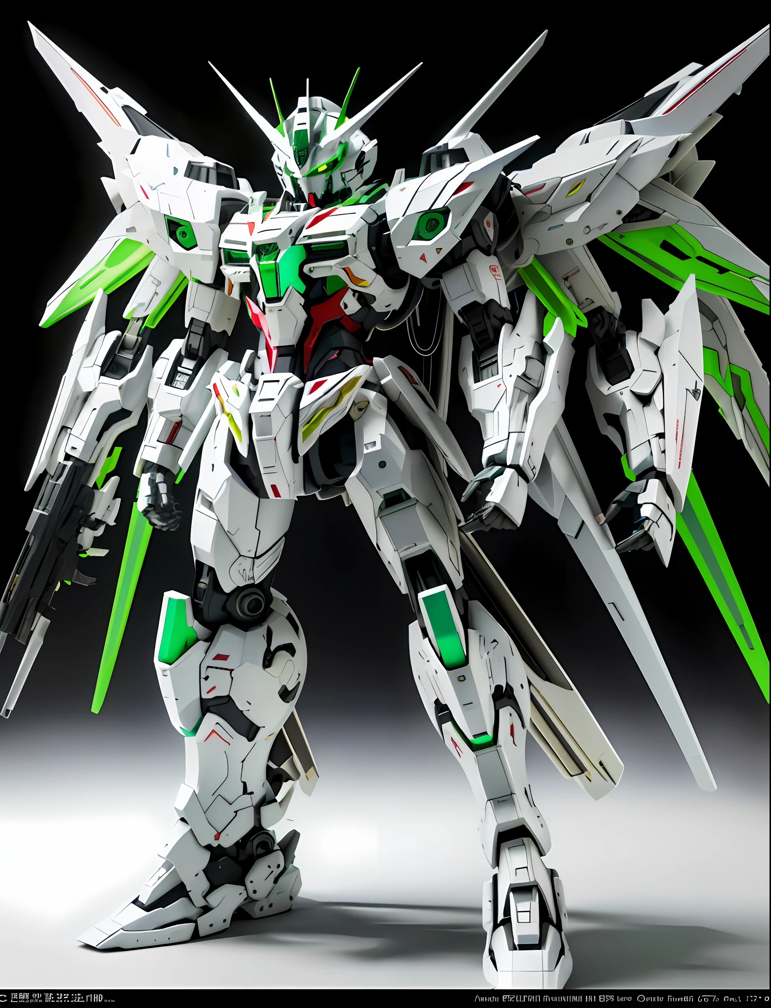 robot, top quality, high definition, super detail, masterpiece, 8K wallpaper, ((Gundam color), light green eyes), absurdity, high resolution, ultra-fine illustration, absurdity, solo, game CG, lord, night, (black light: 1), (detailed beautiful face and eyes: 1.0), (full body feminine form: 1.5), command spell, mecha girl, mask, mechanical parts, robot joint, , full armor, (Full body: 1.5), shining eyes, mech, standing and holding a rifle, watching the viewer, Skinny, Mechanical Wing, ((Aircraft called White Devil)), ((Fluid Armor, Psycho Mu Machine, Funnel Mounted)),
