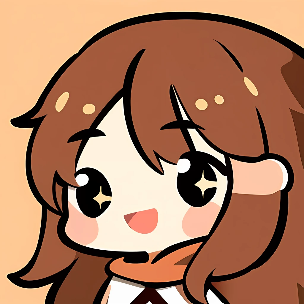 1Girl , Brown wavy hair , Brown eyes , :D , Chibi , Very detailed, sparkling_eyes