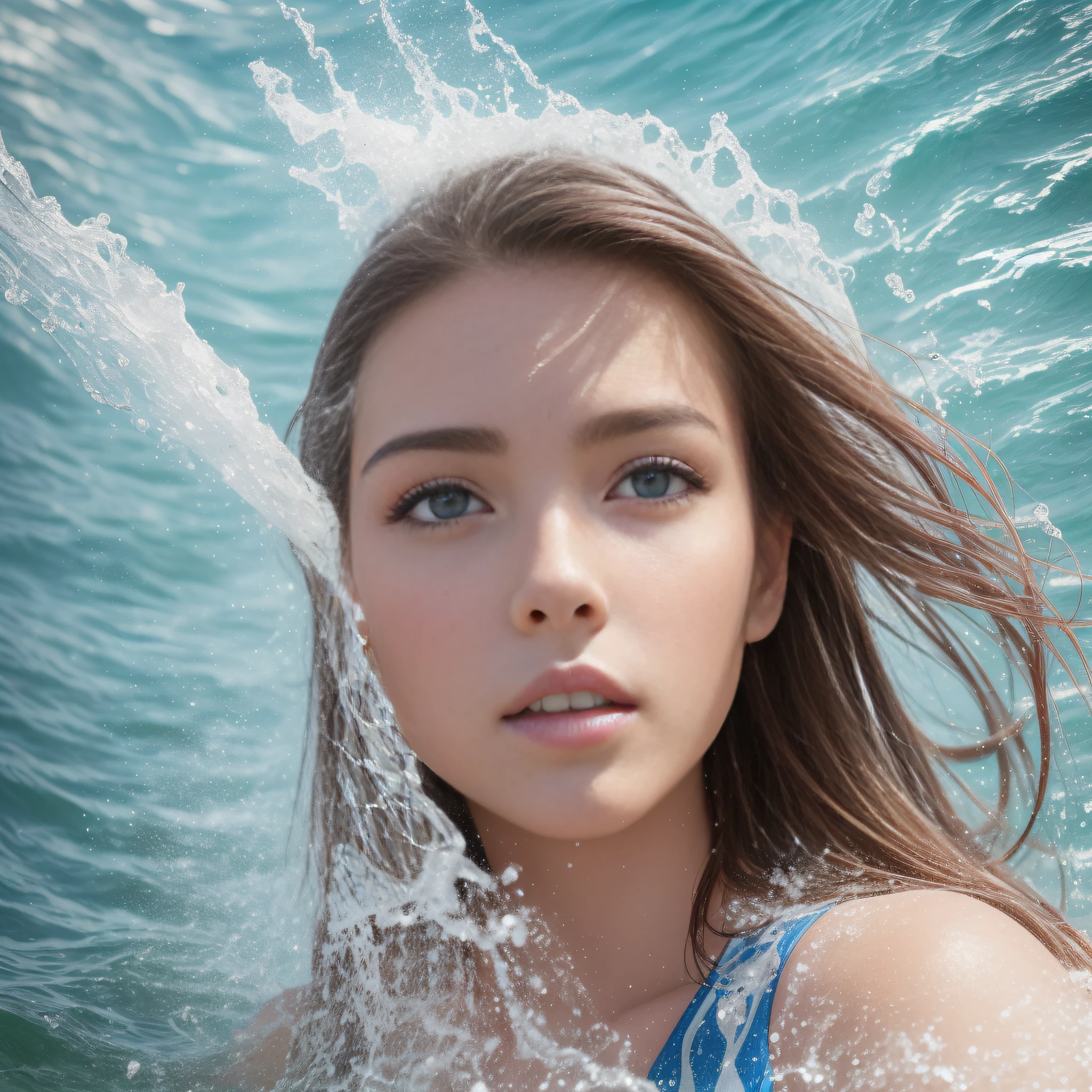 Extreme Sports Photography, surfing, sliding along huge waves, thrilling tension, selfie medium shot, sea background, waves, ocean, bubbles, high texture, realistic effects, (8K, highest quality, masterpieces: 1,2), (realistic, photorealistic: 1,37), highest quality, masterpiece, beautiful girl, surfing, surfboard, surfing, beachwear, Cleavage, wave background, wet hair and body, top quality, masterpiece, ultra high resolution, (photorealistic: 1.4), 1 girl, best quality, Canon 5D Mark II, film, professional photography, (rich colors: 1,1), ultra-realistic and realistic texture, (natural light: 1,1), (Canon EF 85mm f/1.4L is USM) (masterpiece: 1.4, highest quality), ( intricate details), unity8k wallpaper, ultra detailed, beautifully aesthetic, perfect lighting, (1girl), dynamic angle, solo, perfect detailed face, detailed eyes, very detailed,