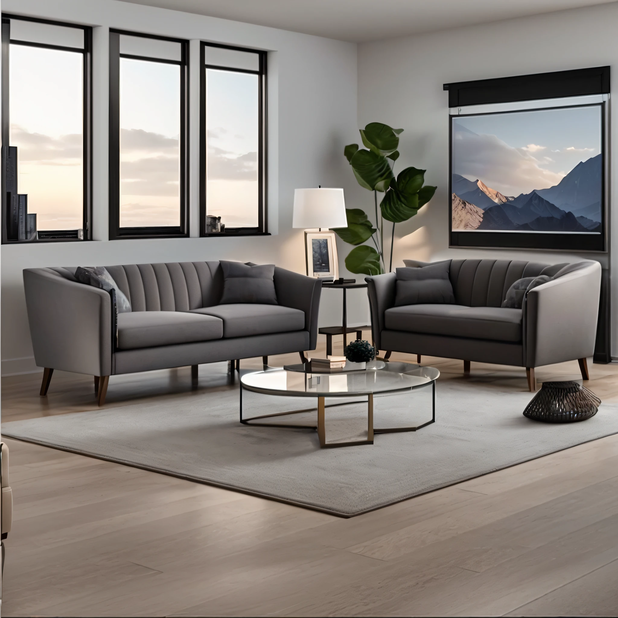 there is a living room with a couch, chair, and coffee table, calmly conversing 8k, furniture and decor, placed in a large living room, high resolution product photo, detailed wide shot, high quality 3 d render, high quality 3d render, detailed rendering, designed for cozy aesthetics!, elegant furniture, depicted as a 3 d render