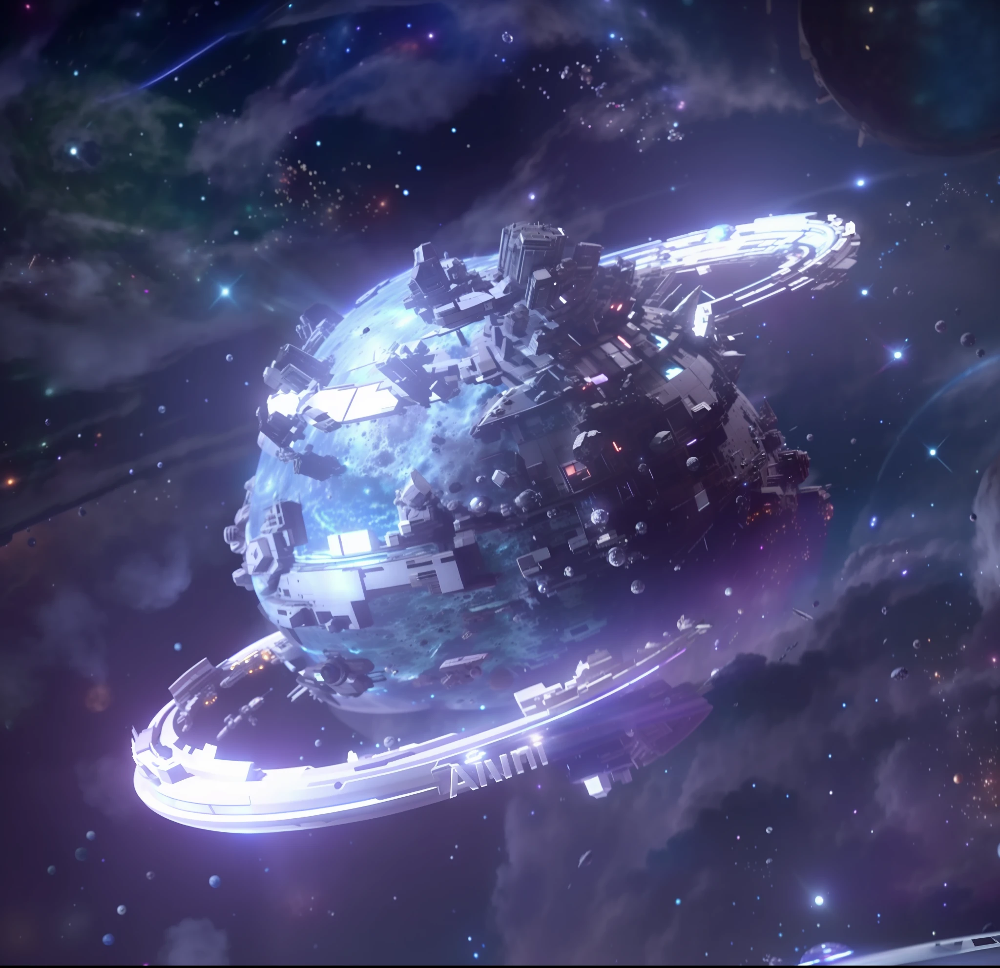 spaceship in the middle of a galaxy with a star in the background, an epic space ship scene, from avengers: endgame (2019), 8k vfx render, dyson sphere in space, depicted as a scifi scene, deep space super structure, photo of a dyson sphere, dyson sphere, rendered in redshift, spaceship in a nebula, highly detailed vfx scene