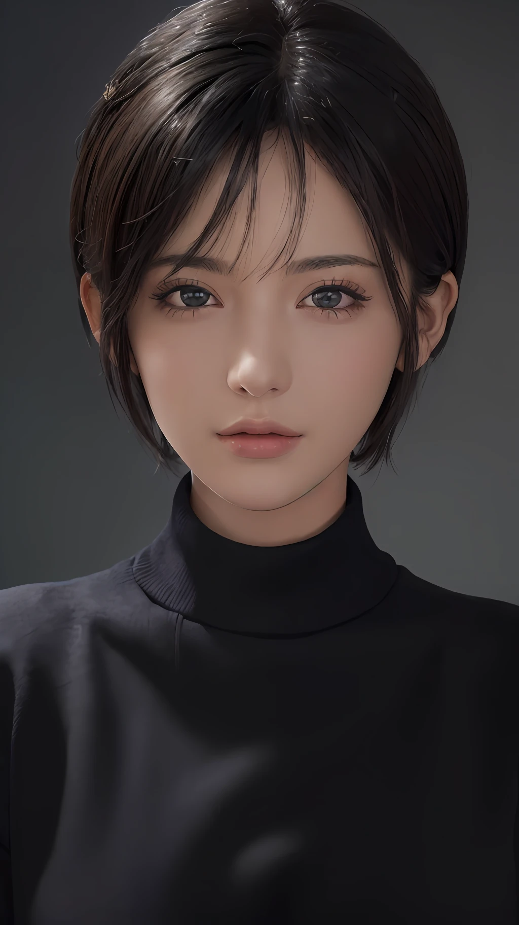 (masterpiece:1.3), (8k, photorealistic, RAW photo, best quality: 1.4), (1girl), beautiful face, (realistic face), (black hair, short hair:1.3), beautiful hairstyle, realistic eyes, beautiful detailed eyes, (realistic skin), beautiful skin, (sweater), absurdres, attractive, ultra high res, ultra realistic, highly detailed, golden ratio