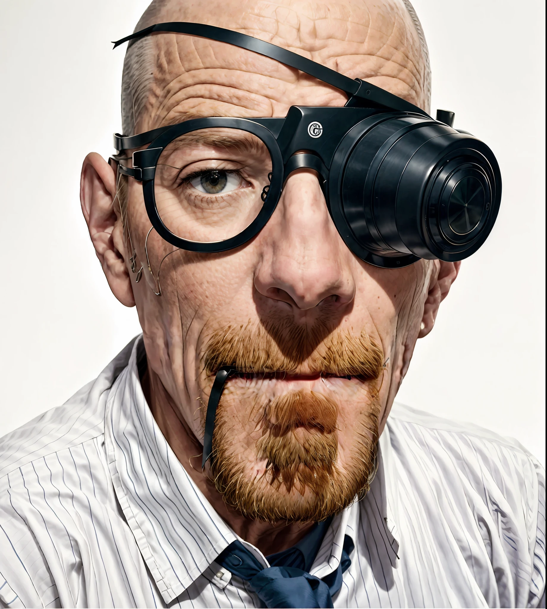 a close up of a man wearing glasses and a tie, le corbeusier, le corbusier, irving penn, inspired by René Burri, by Arnold Newman, wearing an eyepatch, wearing a patch over one eye, chuck close:7, raoul hausmann, wearing an eye patch, juan miro, eyepatches, he wears an eyepatch --auto --s2