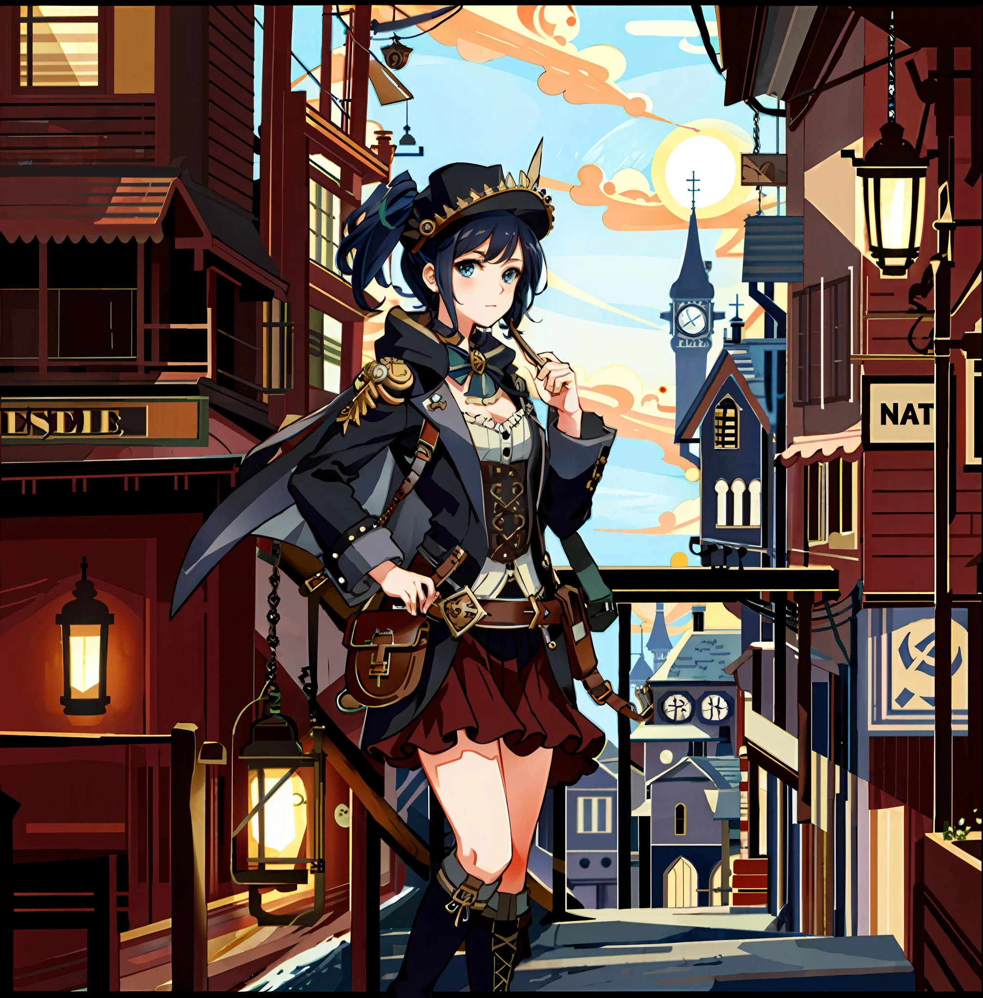 Illustration, exquisite, steampunk, gear machine, Victoria, girly