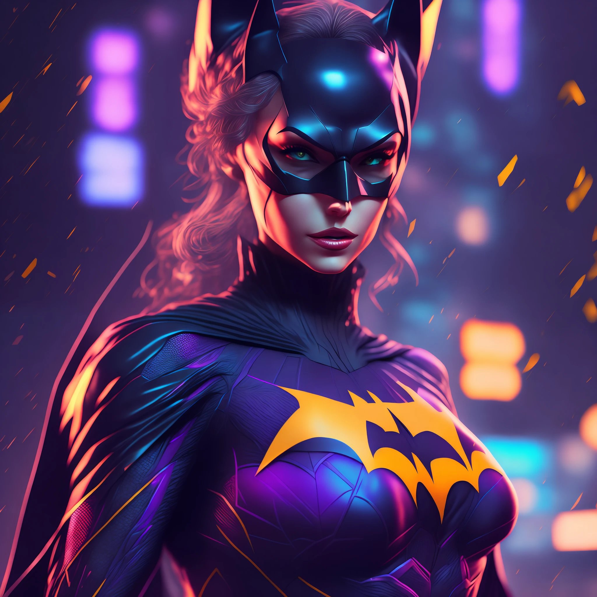 Batgirl (DC), cyberpunk, 8K, sexy