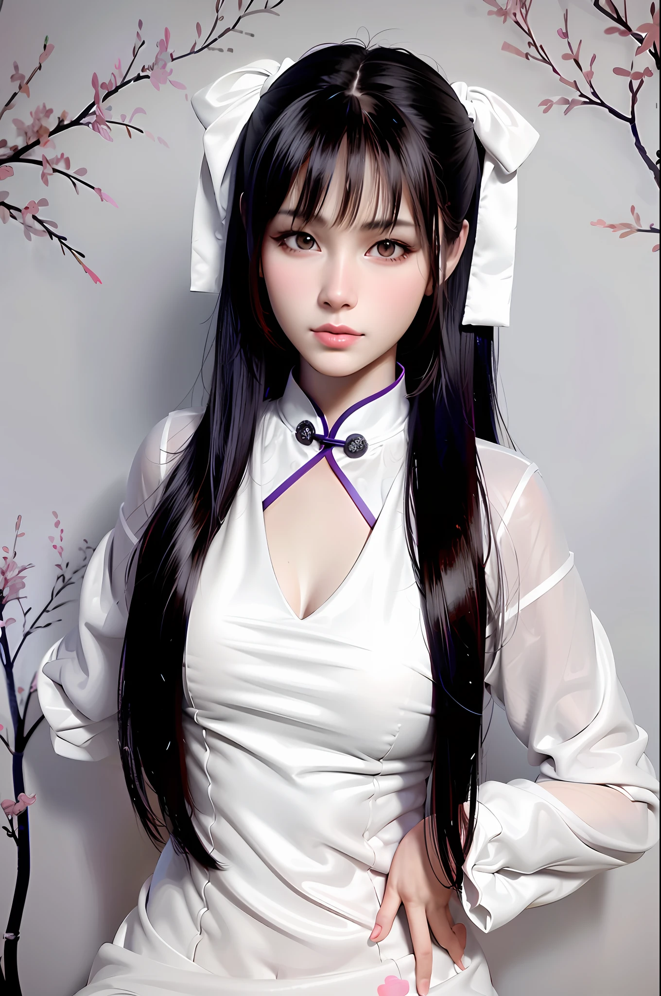 arafed asian woman in a white dress posing for a picture, anime girl cosplay, anime girl in real life, anime cosplay, artwork in the style of guweiz, realistic anime 3 d style, realistic young anime girl, chinese girl, white hime cut hairstyle, 3 d anime realistic, attractive anime girl, hyper realistic anime, guweiz, young anime girl