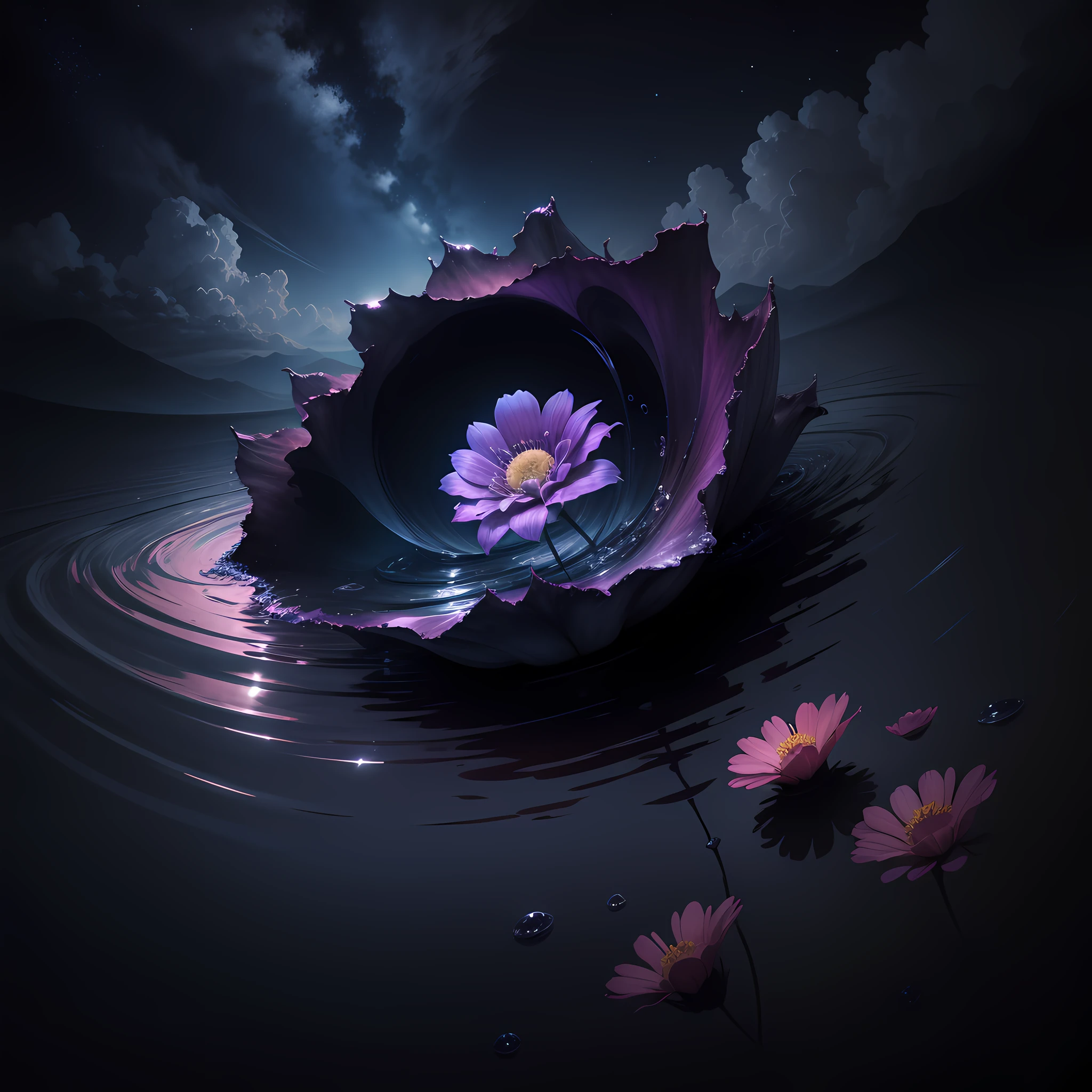 Dark series flower sea beauty, sky