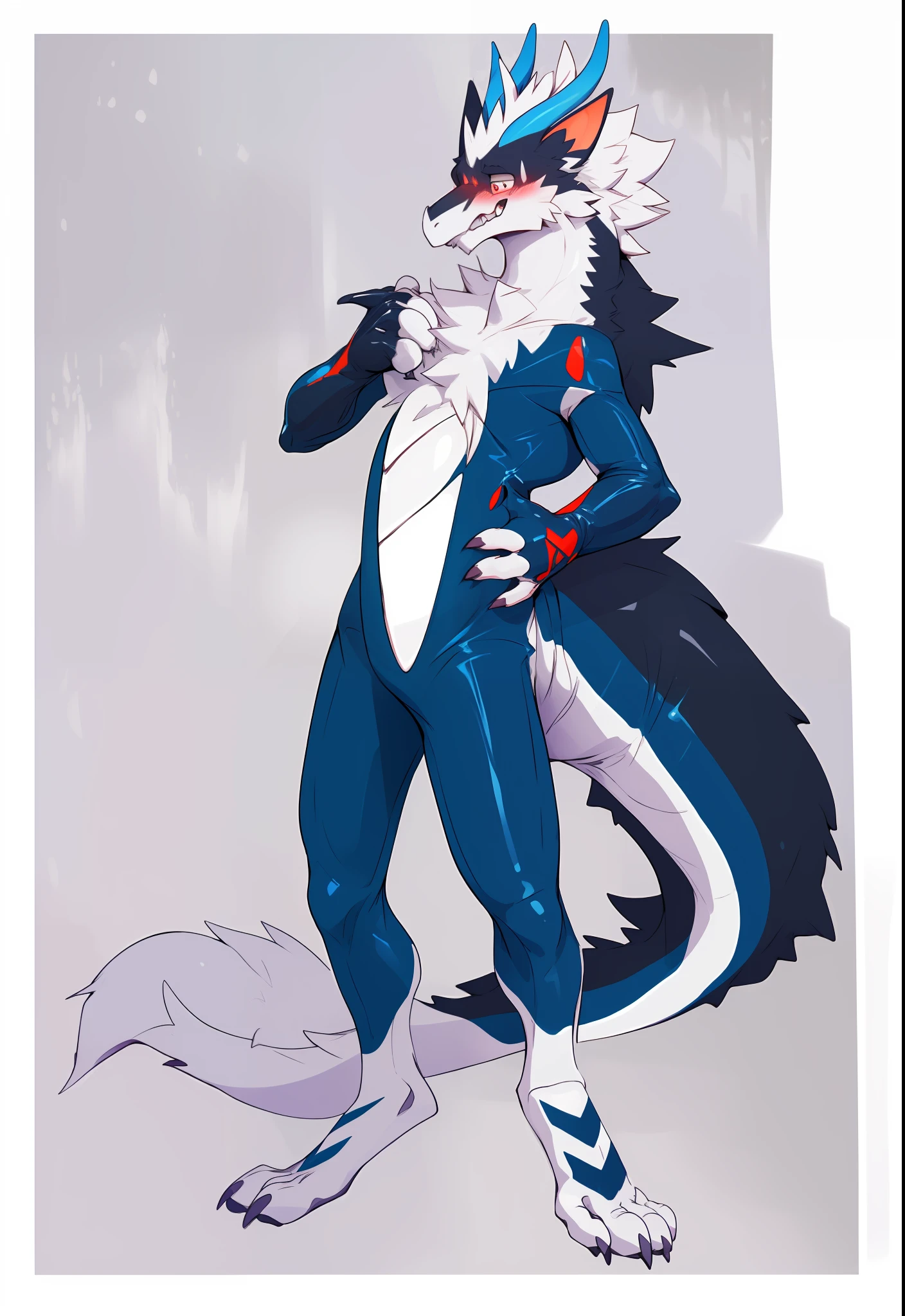 NJ5 Furry, ((dragon,)), white fur, male, ((extremely realistic shadows, masterpieces, extremely detailed, realistic)),
, strong, mature male, dynamic pose (furry art, :1.4), explicit, furry, mane, 4k, (solo, dragon furred_dragon male,:1.2) collar, latex, rubber, (blush,hand_on_belly,rubber_suit,mid_transformation, :1.4), (by Plulmucky:1.2), complex, elegant, very detailed, centered, crappy, digital painting, artstation, concept art, smooth, sharp focus, complex, elegant, highly detailed, centered, lame, digital painting, artstation, concept art, smooth, sharp focus