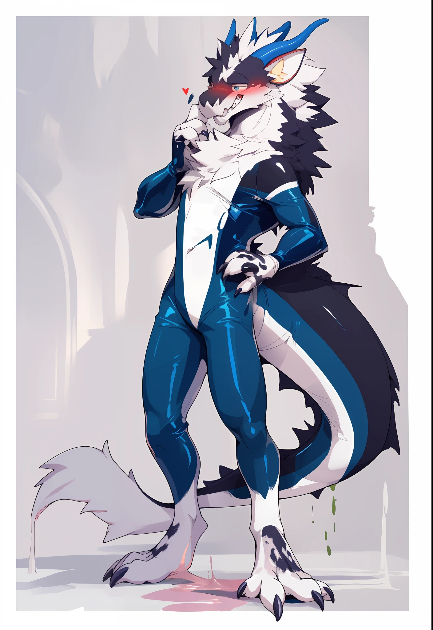 NJ5 Furry, ((dragon,)), white fur, male, ((extremely realistic shadows, masterpieces, extremely detailed, realistic)),
, strong, mature male, dynamic pose (furry art, :1.4), explicit, furry, mane, 4k,( solo, dragon furred_dragon male,:1.2) collar, latex, rubber, (blush,urine,rubber_suit,mid_transformation, :1.4), (by Plulmucky:1.2), complex, elegant, very detailed, centered, lame, digital painting, artstation, concept art, smooth, sharp focus, complex, elegant, highly detailed, centered, lame, digital painting, artstation, concept art, smooth, sharp focus