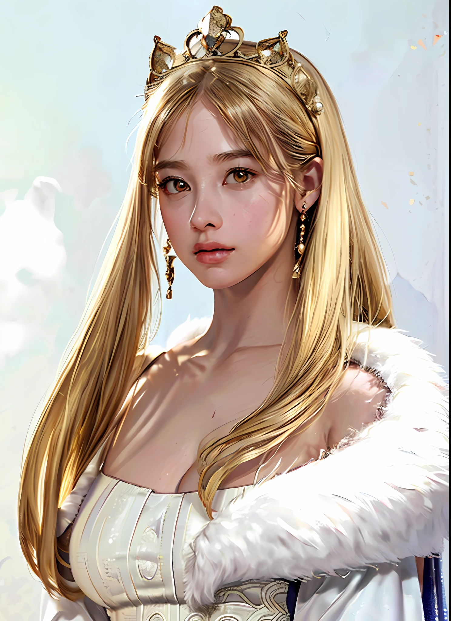 Ultra-detailed complex 3D rendering of the face, (big breasts: 7.8), glamour shot full body image, long hair, viewer view, bare feet, armpits, wearing intricate super armor, (shiny skin),((Realistic lighting, top quality, 8K, masterpiece: 1.3)), Clear Focus: 1.2, 1 girl, Perfect figure: 1.4, , (cleavage), intricate details, (ultra-detailed queen armor, Fur-lined cape, jeweled ultra-detailed large crown: 1.2), big,, sexy swimsuit, (surreal), (high resolution), (8K), (very detailed), (beautiful detailed eyes), she radiates a soft and bright light and illuminates everything around her, light particles, ultra-detailed detail jewels, one girl, solo, long hair, wind, gorgeous face, top quality, masterpiece, Maximum detail, diffused lighting, (blonde: 1.3), Valhalla Valkyrie, beauty, facial muscles