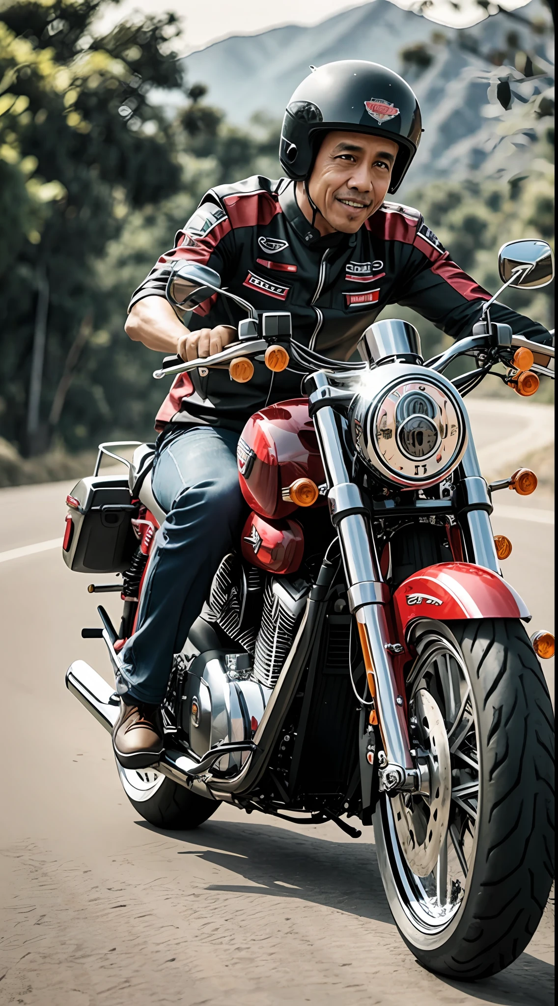 Jokowi Dodo President Indonesia Drive Motorcycle Harley Davidson