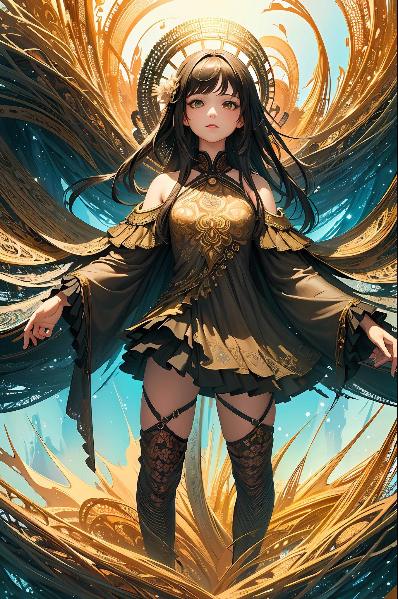 (masterpiece, top quality, best quality, official art, beautiful and aesthetic:1.2), (1girl:1.3), (fractal art:1.3),