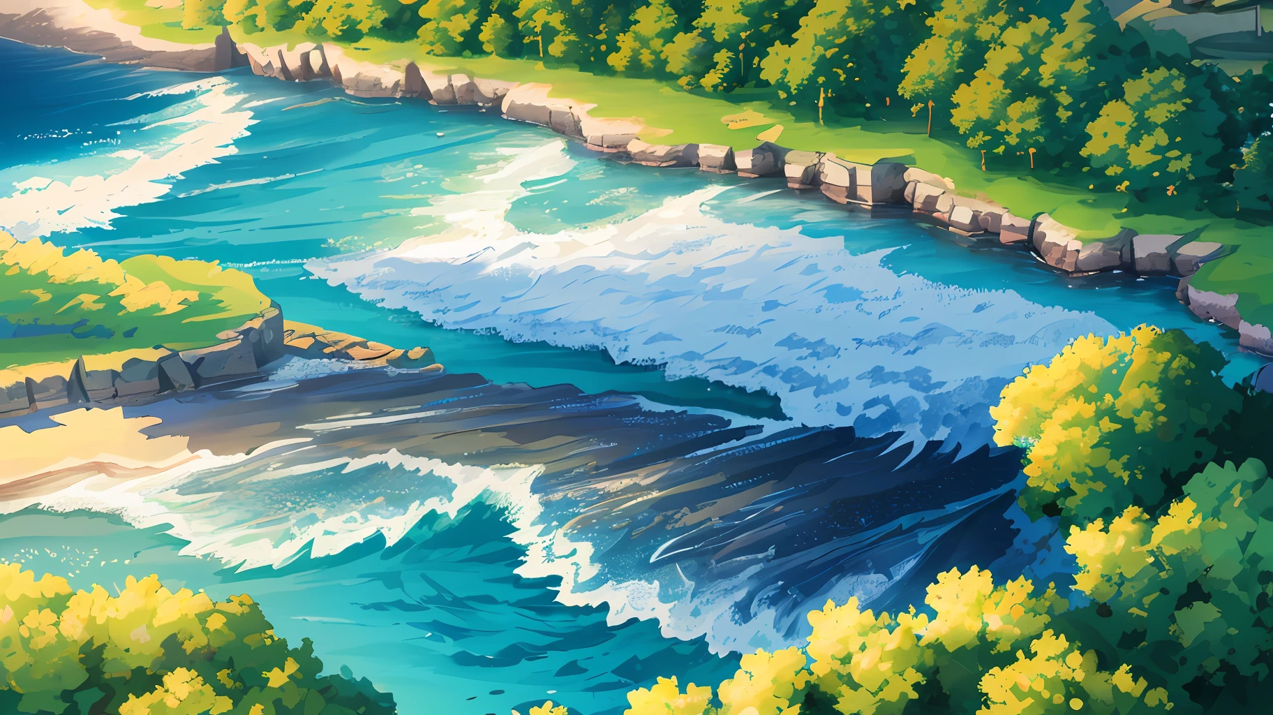 Masterpiece, best quality, (very detailed CG unity 8k wallpaper) (best quality), (best illustration), (best shadows) Nature', blue sea, light Tracking, super detailed, glare, cinematic light, soft light --v6