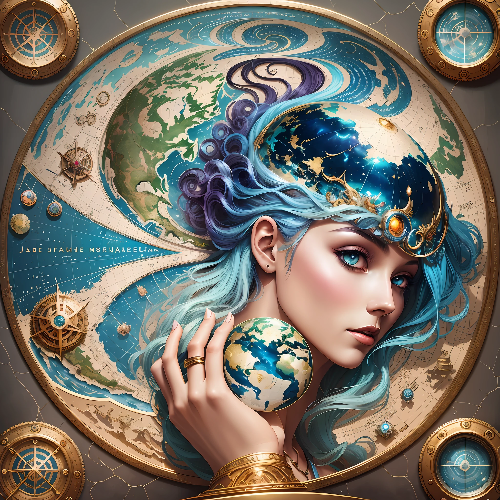 There is a blue-haired woman, a beautiful artwork illustration, beautiful digital artwork, stunning digital illustration, Artgerm Julie Bell Beeple, Karol Bak and Peter Mohrbacher, Earth Goddess Mythology, Beautiful Fantasy Art Portrait, Fantasy Art Illustration, Mohrbacher, Detailed Fantasy Digital Art, Beautiful Digital Illustration