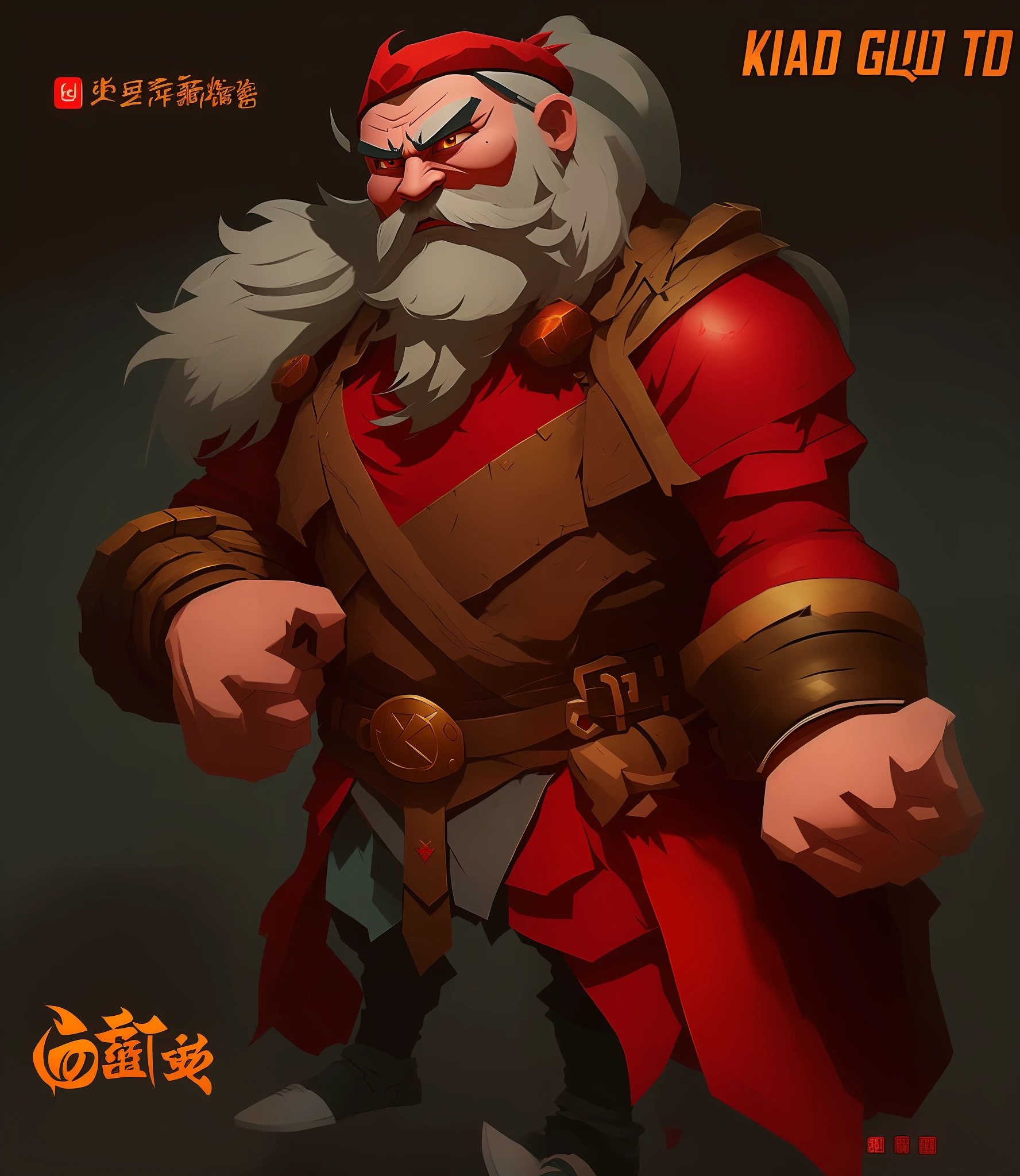 cartoon character of a man with a beard and a red hat, g liulian art style, dota character, by Qu Leilei, inspired by Johannes Helgeson, by Johannes Helgeson, by Yang Borun, inspired by Hu Zaobin, dwarf with white hair, by senior character artist, by Ni Yuanlu, by Sun Kehong