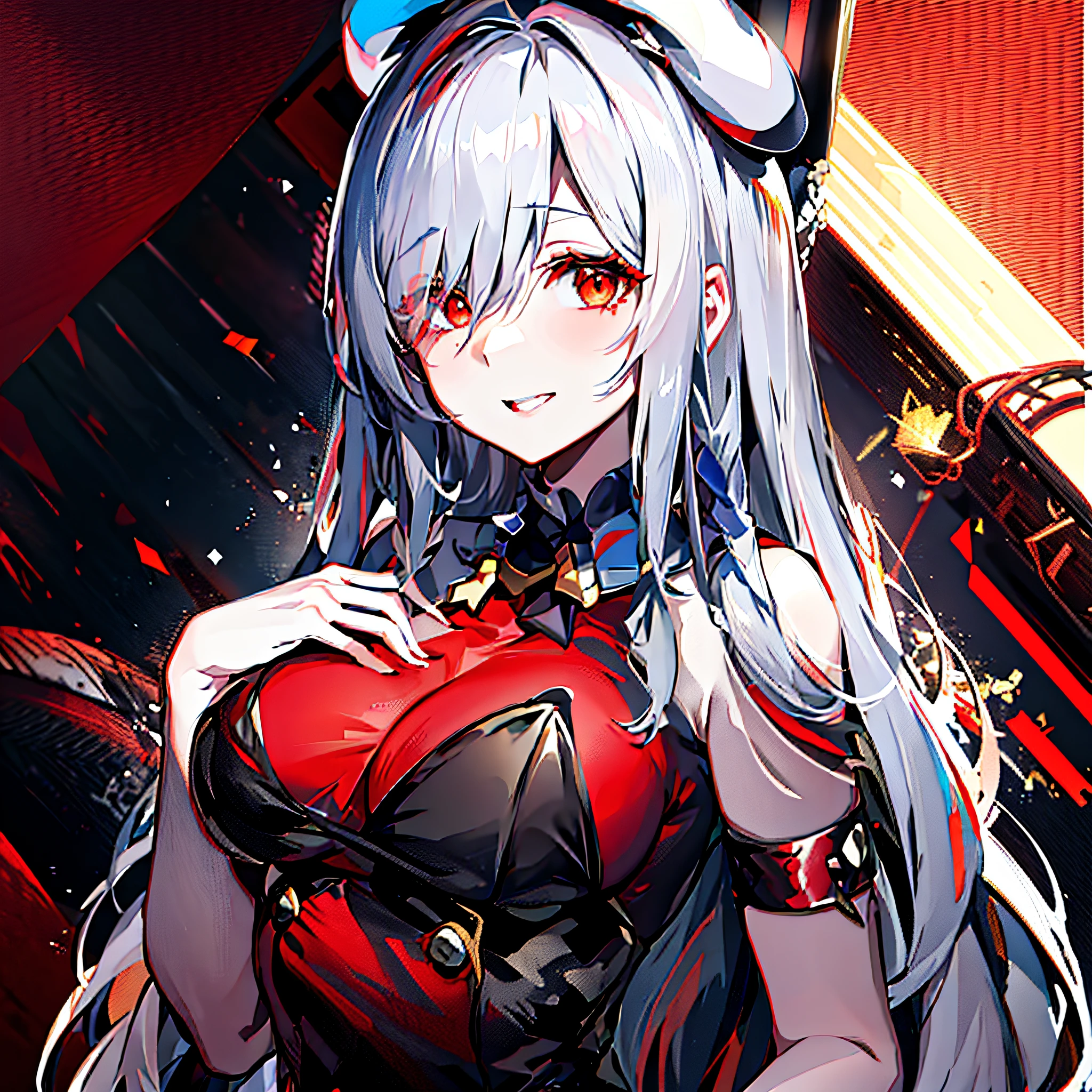 anime girl with long white hair and a red hat, from girls frontline, fine details. girls frontline, girls frontline style, kantai collection style, girls frontline universe, azur lane style, girls frontline, girls frontline cg, from the azur lane videogame, portrait gapmoe yandere grimdark, from arknights, white haired deity, official artwork