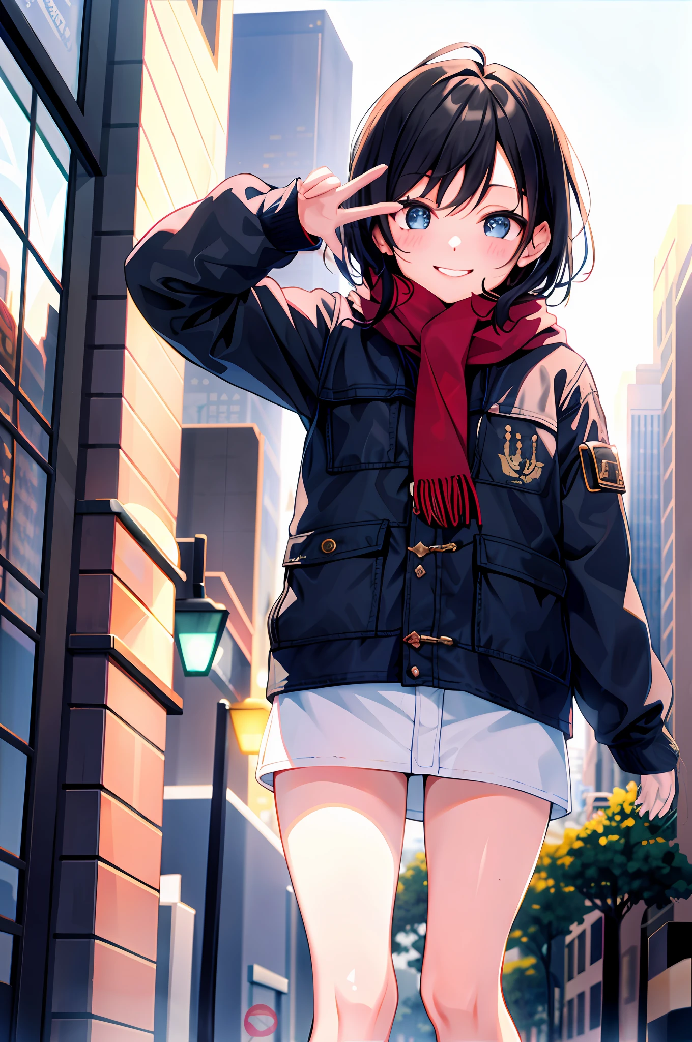anime girl in a short skirt and jacket walking down a city street, anime style 4 k, urban girl fanart, anime moe artstyle, anime visual of a cute girl, 4 k manga wallpaper, anime art wallpaper 8 k, cute anime girl, 4k anime wallpaper, kantai collection style, best anime 4k konachan wallpaper, high quality anime artstyle