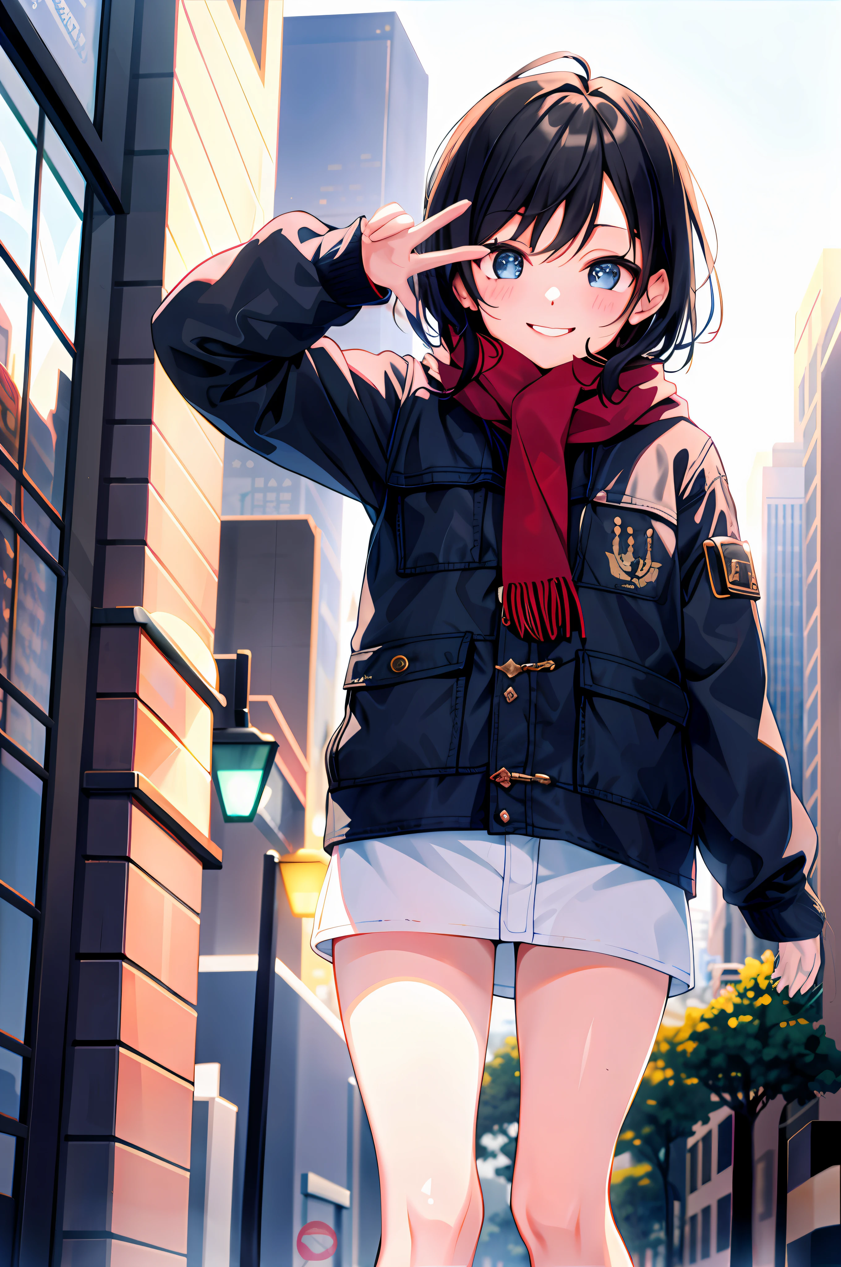anime girl in a short skirt and jacket walking down a city street, anime style 4 k, urban girl fanart, anime moe artstyle, anime visual of a cute girl, 4 k manga wallpaper, anime art wallpaper 8 k, cute anime girl, 4k anime wallpaper, kantai collection style, best anime 4k konachan wallpaper, high quality anime artstyle