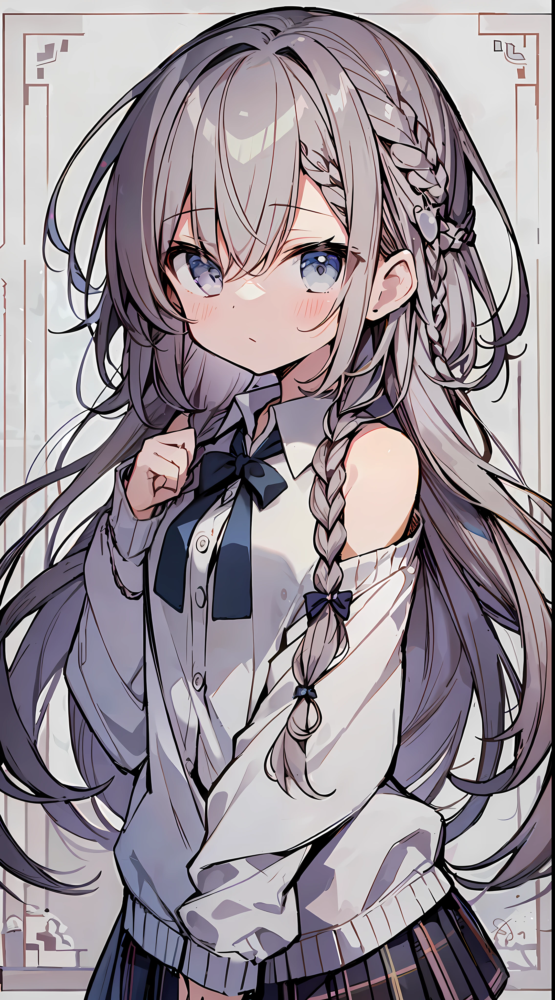 (incredibly absurdres absolutely resolution: 1.5), Best Quality, Masterpiece, Ultra High Definition, 8k, (Multiple Girls), (Pale Cardigan, Sneakers, Skirt) BREAK Shoujo Manga Style, (Loli), Soft Line Art, Digital Enhancement, Shojo Manga Touch, Shoujo Manga Core, ( Hair length to the shoulders))), (((short braid))), entangle, beautiful and aesthetic: 1.5, High quality: 1.3
