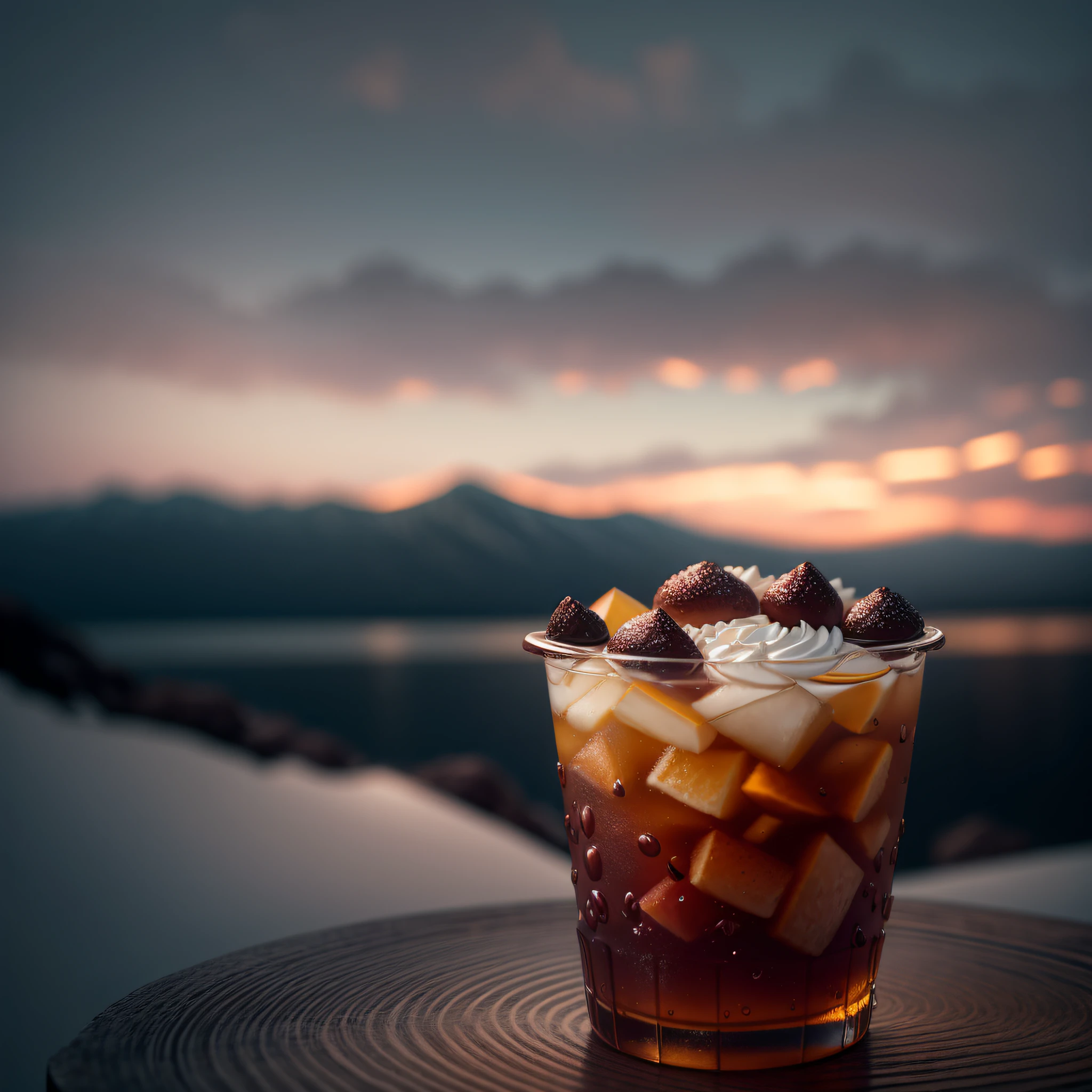 Tonalism, Conceptual art, high detail, chiaroscuro, cinematic lighting, UHD, retina, masterpiece Iced Americano advertisement