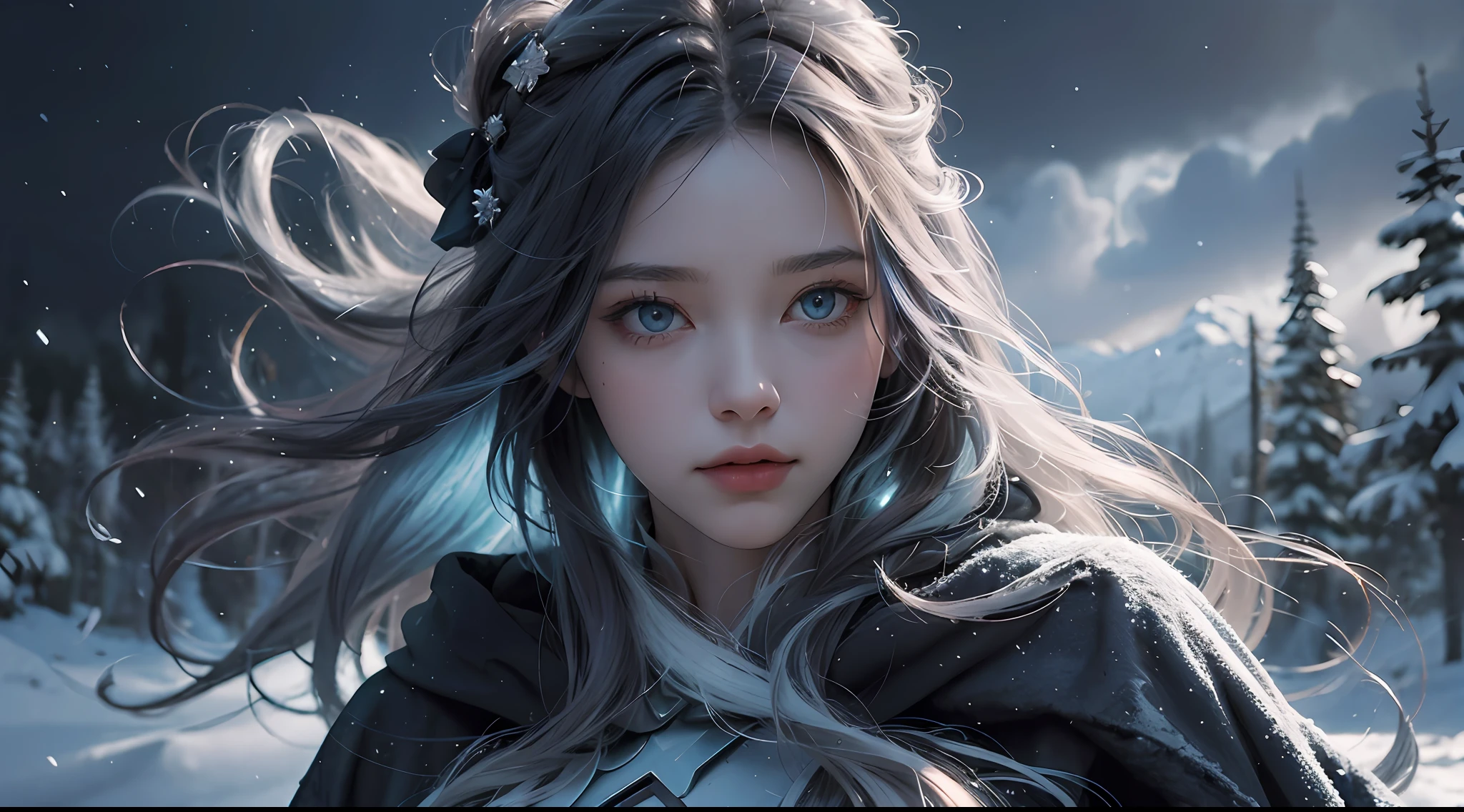 Nebula Girl, Multiverse, Color Hybrid, Line Detailed, Incredible, Super Detail, Extremely Detailed, (High Contrast: 1.11), Wind, Amazing, Beautiful Detail Eyes, Messy Hair, (Best Light, Extremely Delicate and Beautiful), ((Movie Light)), (Side View: 1.3), 8K, Masterpiece, Best Quality, Movie Stills, 1Girl, Floating in the Sky, Interlaced Clouds, Clouds, (Close-up: 1.1), bright, happy, funny, soft lighting, (Bauhaus, shapes, lines, abstraction: 1.1) official art, Unity 8k wallpaper, ultra detail, beautiful and beautiful, masterpiece, best quality, (dynamic angle: 1.4), romantic depth of field exotic_dance, PerfectNwsjMajic, (masterpiece, top quality, best quality, official art, Beauty and Aesthetics: 1.2), Extreme Detail, Colorful, Highest Detail, Snowy Landscape, Snowflakes, Ice-Blue Castle, Lich, Dark Robes, Glowing Eyes, Snowdrifts, Trees, Dramatic and eerie atmosphere, Snowy Landscape, Snowflakes, ice-blue castle ,lich,dark robes , glowing eyes,snowdrifts, trees,dramatic and eerie atmosphere