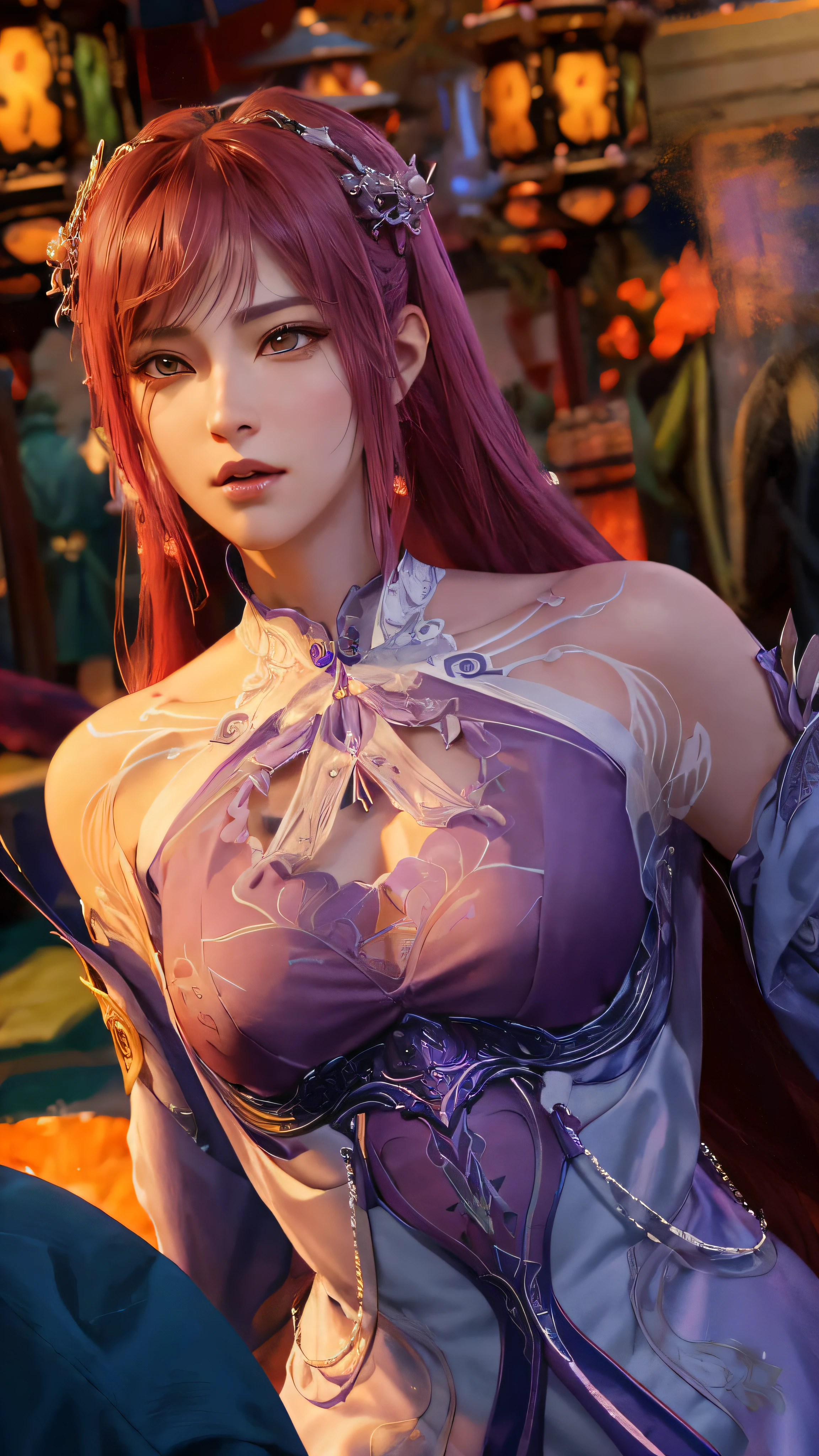 a close up of a woman in a purple dress with a sword, 8k artgerm bokeh, game cg, smooth anime cg art, 4 k detail fantasy, intricate ornate anime cgi style, yun ling, full body xianxia, cinematic goddess close shot, ((a beautiful fantasy empress)), from final fantasy xiii, portrait knights of zodiac girl