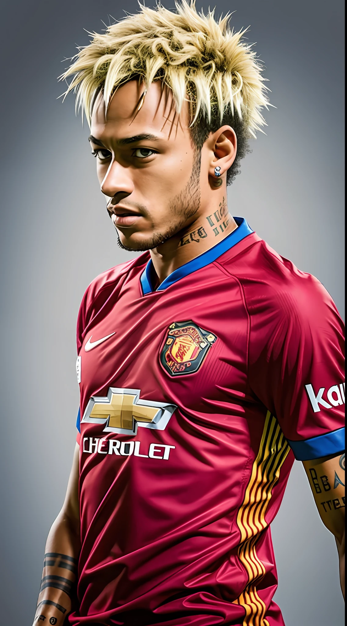 Neymar JR wearing Manchester United shirt