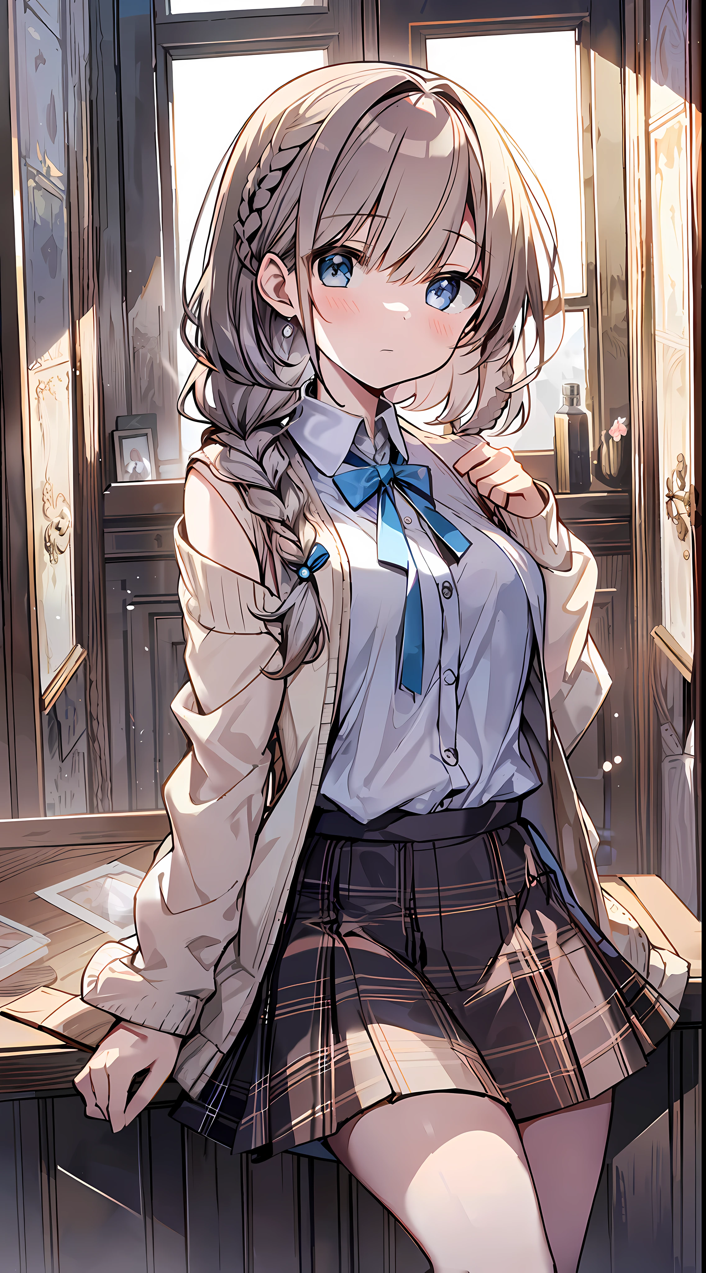 (incredibly absurdres absolutely resolution: 1.5), Best Quality, Masterpiece, Ultra High Definition, 8k, (Multiple Girls), (Pale Cardigan, Sneakers, Skirt) BREAK Shoujo Manga Style, (Loli), Soft Line Art, Digital Enhancement, Shojo Manga Touch, Shoujo Manga Core, ( Hair length to the shoulders))), (((short braid))), entangle, beautiful and aesthetic: 1.5, High quality: 1.3