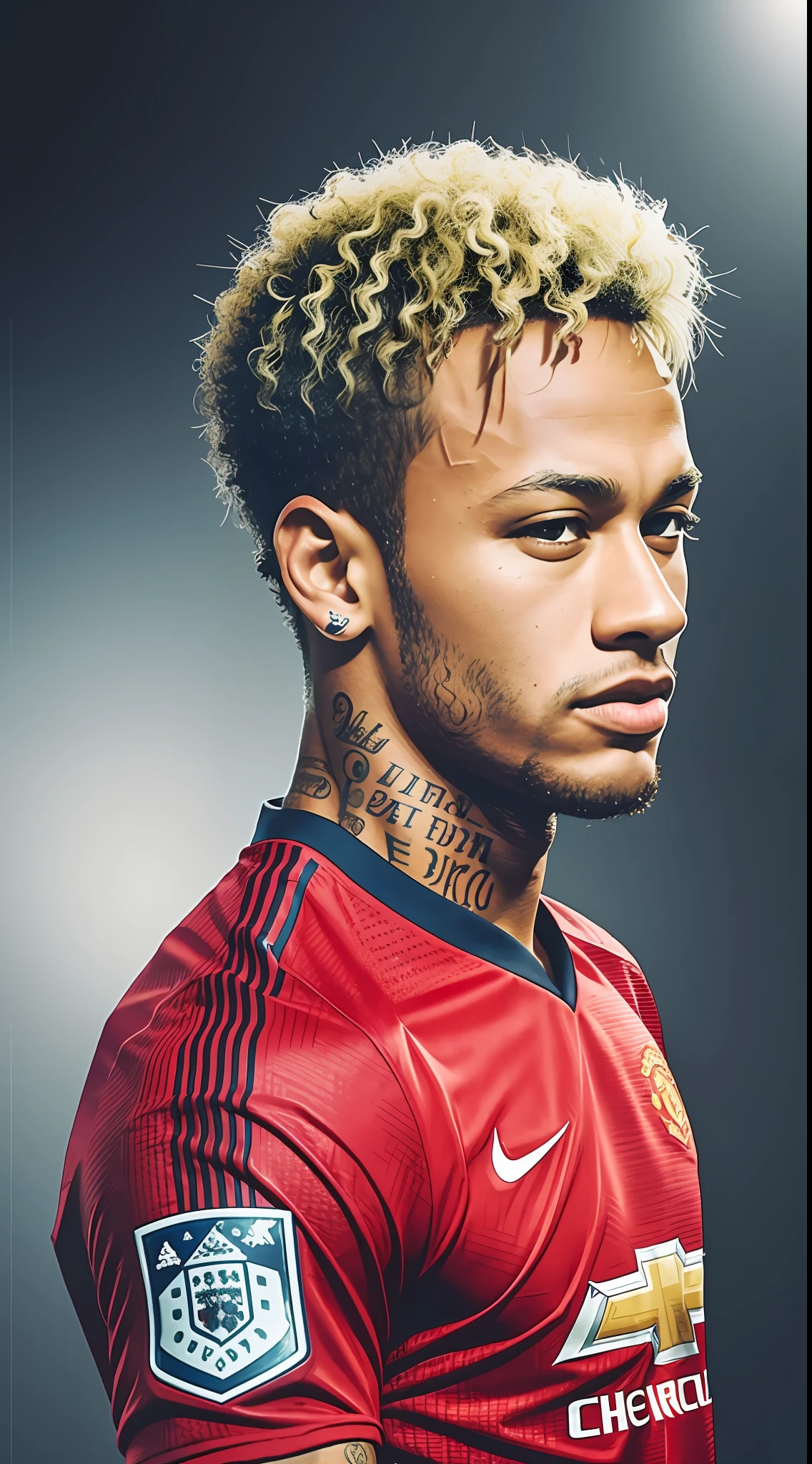 Neymar JR wearing Manchester United shirt