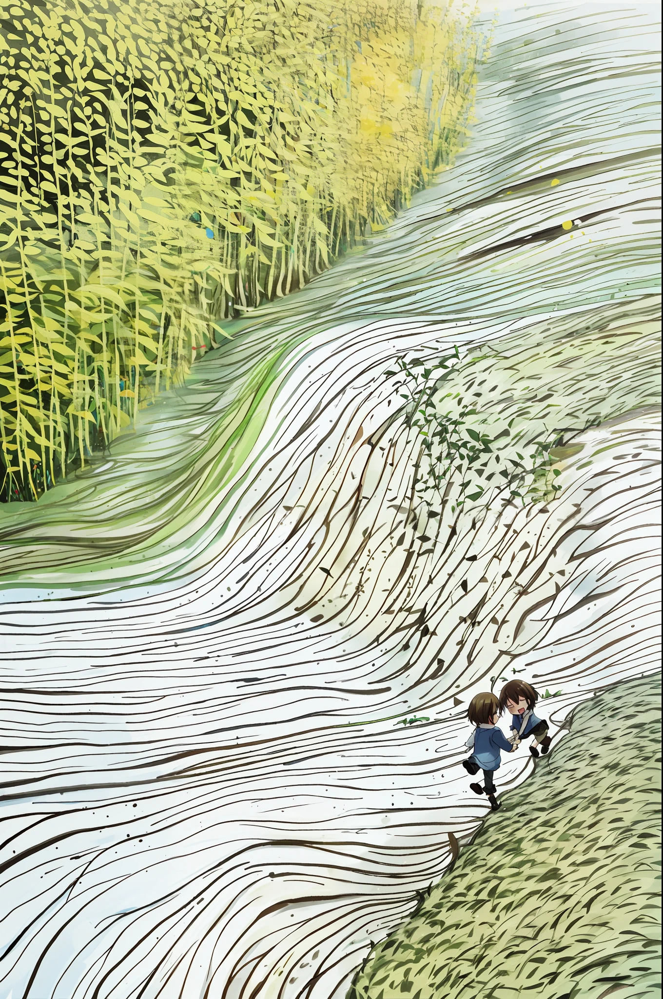 Field, River, Willow, Child, Splash