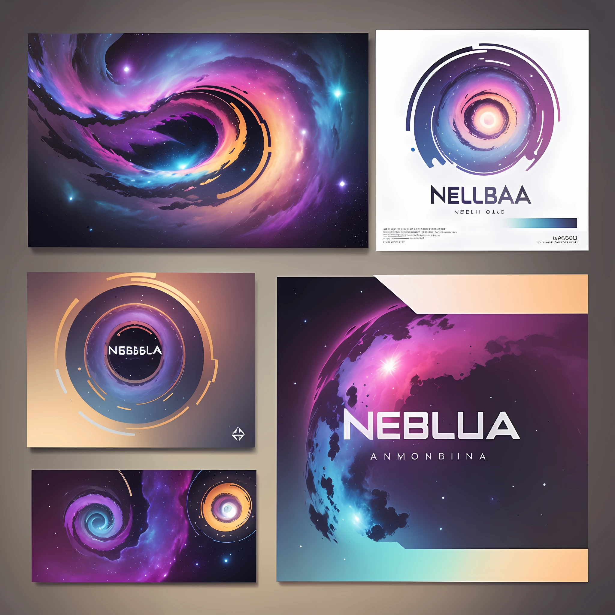 a logofor label, nebula, minimalist, spiral, nebula, vector, colorful --auto --s2