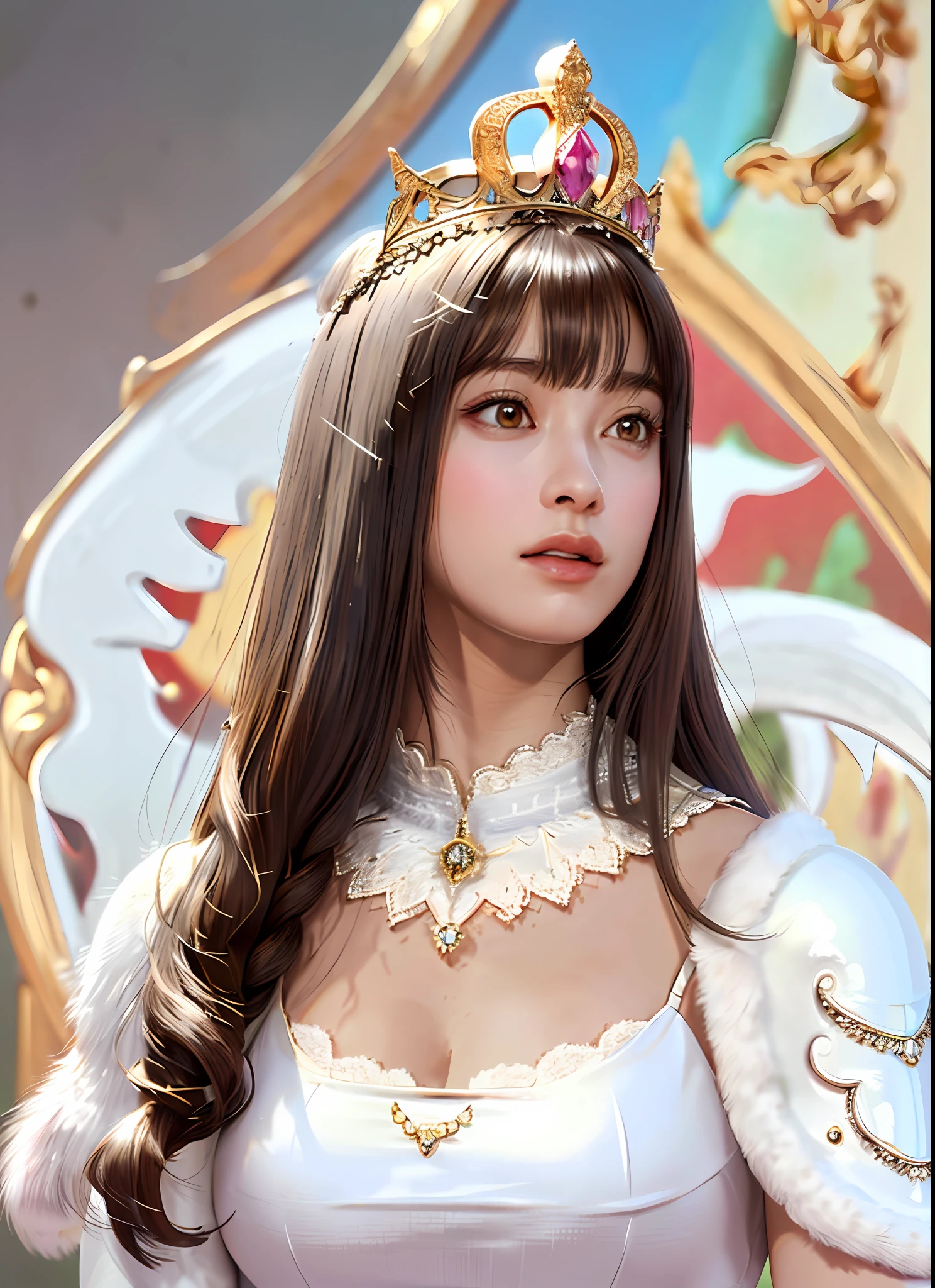 Ultra detailed complex 3d rendering of face, (big breasts: 6.8) huge breasts,pink bra, long hair, viewer show, , parted lips, (shiny skin),realistic sensual gravure idol,(cleavage), intricate details, beautiful porcelain profile ultra detailed complex 3d rendering of face, (warrior queen armor, fur-lined cape, Ultra detailed large crown adorned with jewels: 1.2), big,, (micro bikini), sexy swimsuit, (surreal), (magic wand), (high resolution), (8K), (very detailed), (beautiful detailed eyes), (best quality), (ultra detailed), intricate detail jewelry (detailed women's armor: 3.3), (ornate silver armor: 1.3), 1 girl, solo, long hair, wind, gorgeous face, Top Quality, Masterpiece, Maximum Detail, Diffused Lighting, (Brown Hair: 1.3), Valhalla Valkyrie, Mechanical Arm, Beauty, Facial Muscles