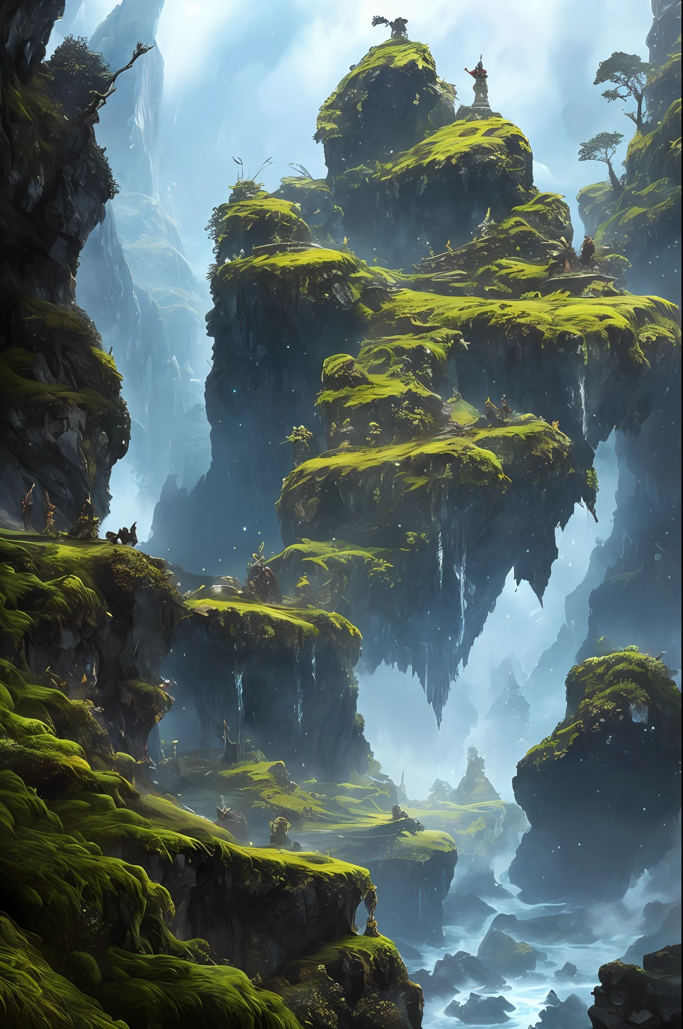 The Viking warrior should be depicted in a stylized manner, with exaggerated proportions and dynamic poses. The giant should have a mythical appearance, with elements of nature incorporated into its design, such as moss-covered skin or tree-like features. The cave should be depicted as a mystical and ethereal environment, with glowing crystals and mysterious light sources. The art style should be inspired by the works of fantasy artists such as Luis Royo and Frank Frazetta, combining intricate details with bold brushstrokes. The image should be rendered in a digital illustration style, with vibrant colors and dramatic lighting. The camera shot can be a dynamic angle, such as a low angle shot looking up at the characters. The camera lens used can be a wide-angle lens, capturing the expansive nature of the cave and enhancing the sense of scale