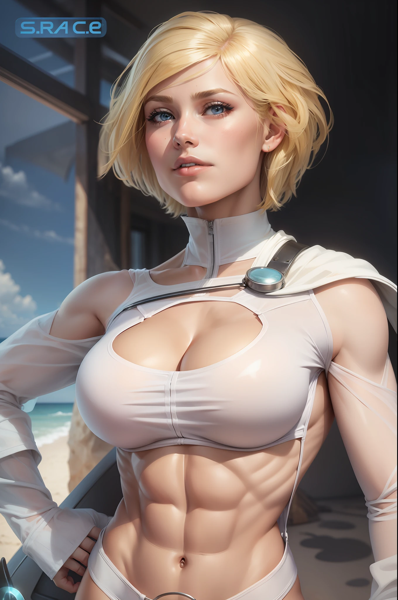 "blonde woman in bikini with abs" --auto --s2