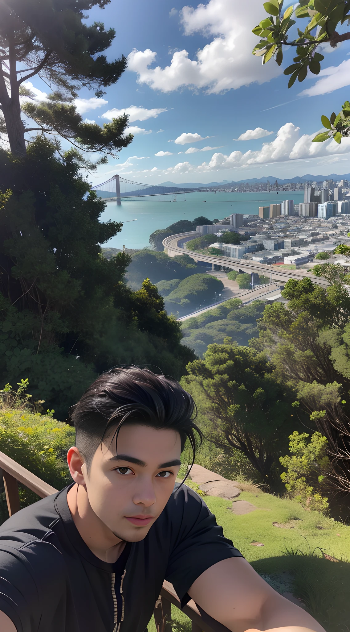 (one handsome muscular man in his 20's), (head shot), one handsome muscular man in Twin Peaks of San Francisco, Twin Peaks in San Francisco is a majestic natural landmark with a distinctive exterior appearance. It comprises two prominent hills that offer panoramic views of the city and its surroundings.
The peaks are characterized by their towering height and steep slopes, making them stand out against the city skyline. They are covered in lush greenery, with dense vegetation and trees adorning their slopes, creating a serene and natural atmosphere.
From the peaks, visitors can enjoy breathtaking vistas of San Francisco, including its iconic landmarks such as the Golden Gate Bridge, downtown skyscrapers, and the shimmering waters of the bay. On clear days, the view extends far beyond the city, offering glimpses of the Pacific Ocean and the surrounding hills.
The exterior of Twin Peaks showcases the rugged beauty of nature, with rocky outcrops and cliffs adding to its dramatic allure. The hills' weathered appearance reveals the effects of time and natural forces, creating a sense of grandeur and history. mischievous smile, (details: 1 1), natural muscles, high quality, beautiful eyes, (detailed face and eyes), (faceless: 1 2), noise, real photography、... PSD, Sharp Focus, High Resolution 8k, Real & Professional Photography, 8K UHD, Soft Lighting, High Quality, Film Grain, FUJIFILM XT3