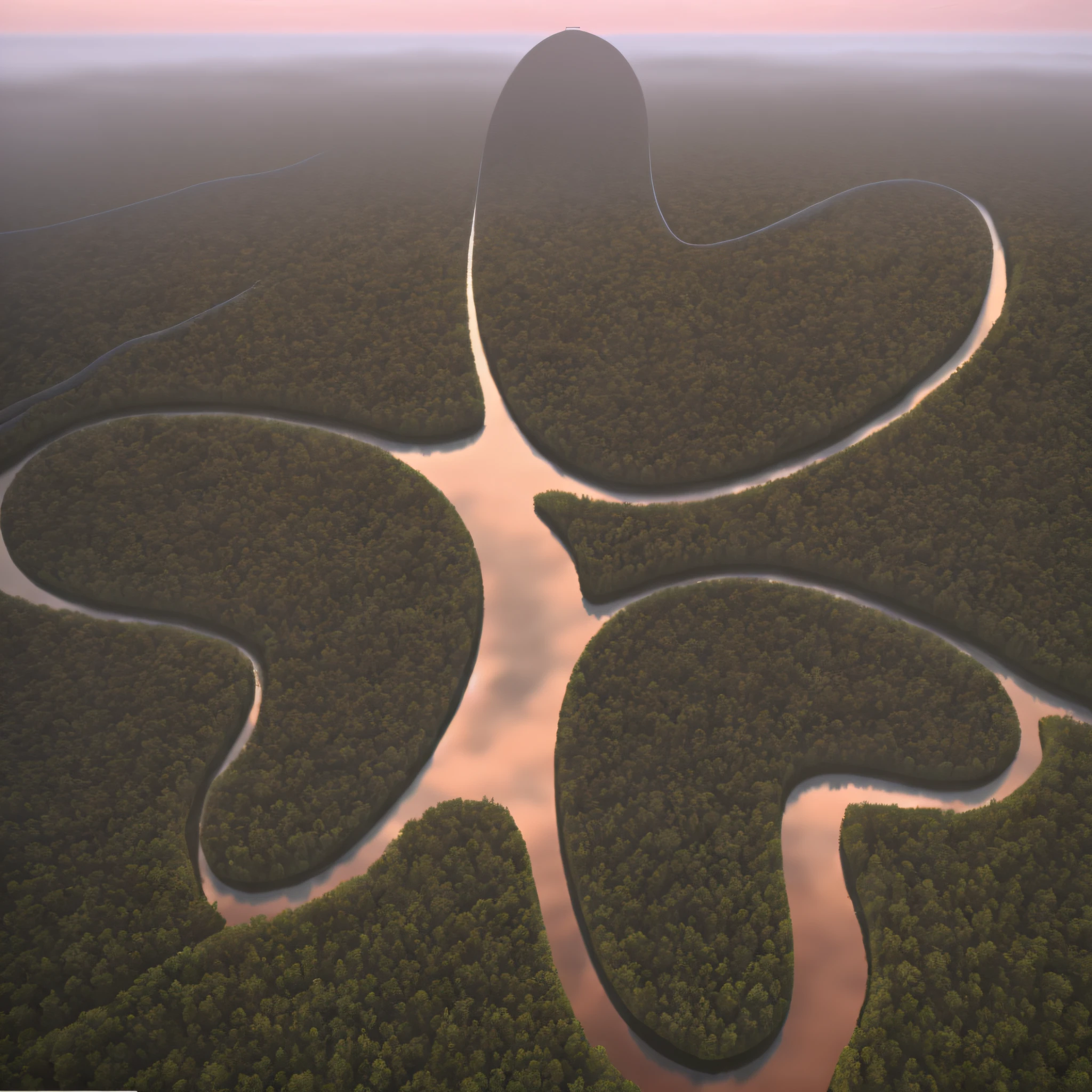 (masterpiece),(best quality),(ultra-detailed), forest, dense vegetation, aerial view, from above, (shallow depth of field: 1.5), Unreal Engine rendering